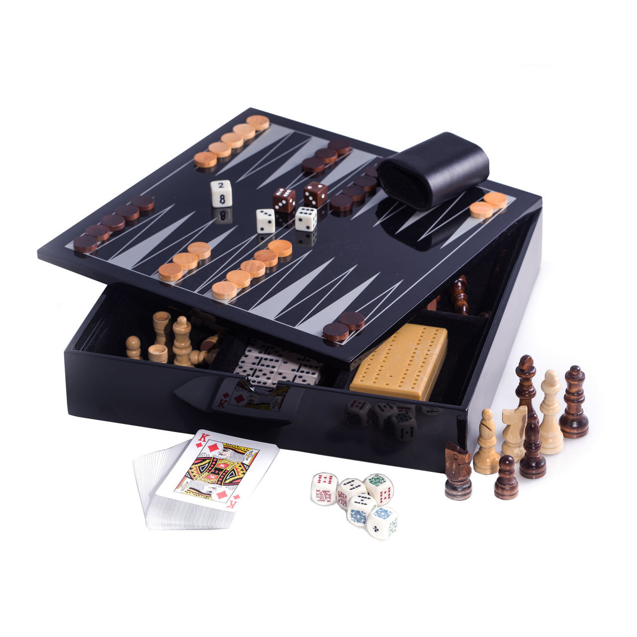Bey-Berk Lacquered Wood Multi Game Set Includes Chess and Backgammon Wooded Game