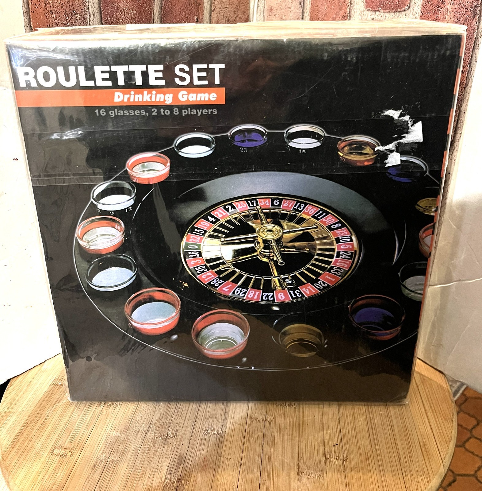 NEW IN BOX BETTER LINE ROULETTE SET DRINKING GAME 16 GLASSES, 2 TO 8 PLAYERS