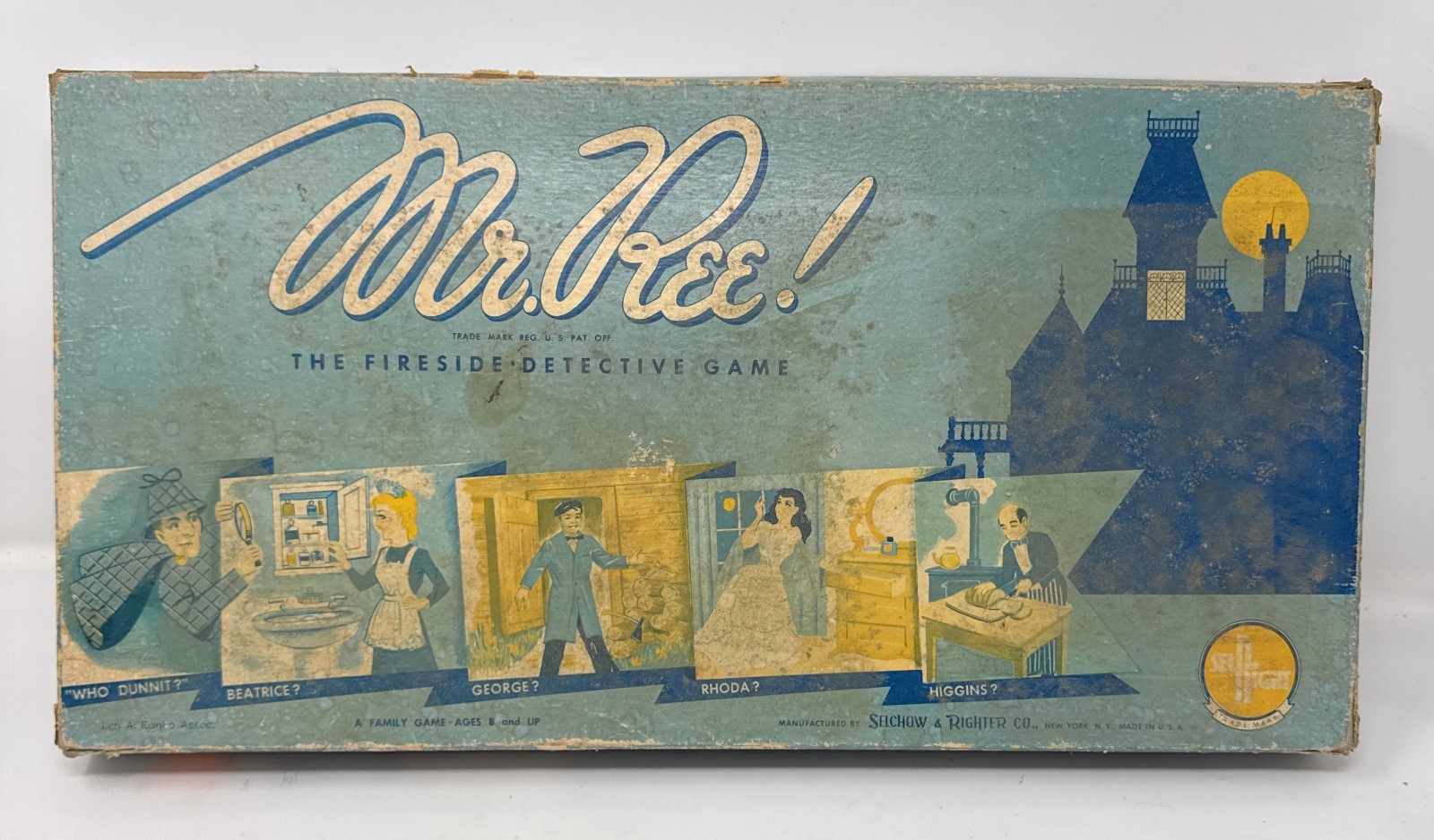 MR REE Vintage 1957 Fireside Detective Selchow Righter Board Game