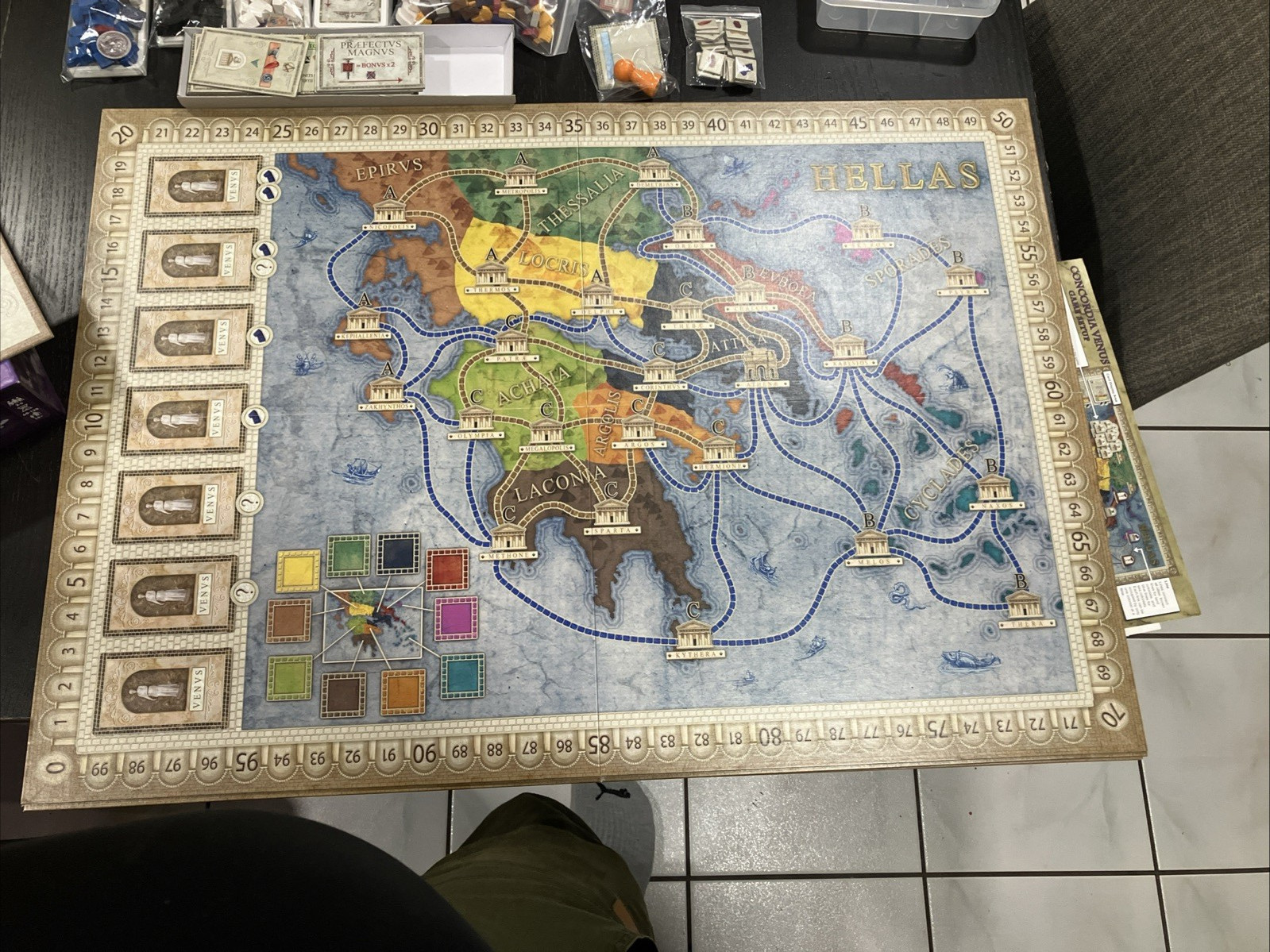 Concordia Venus Board Game With Salsa Expansion & Aegyptus et Creta maps.