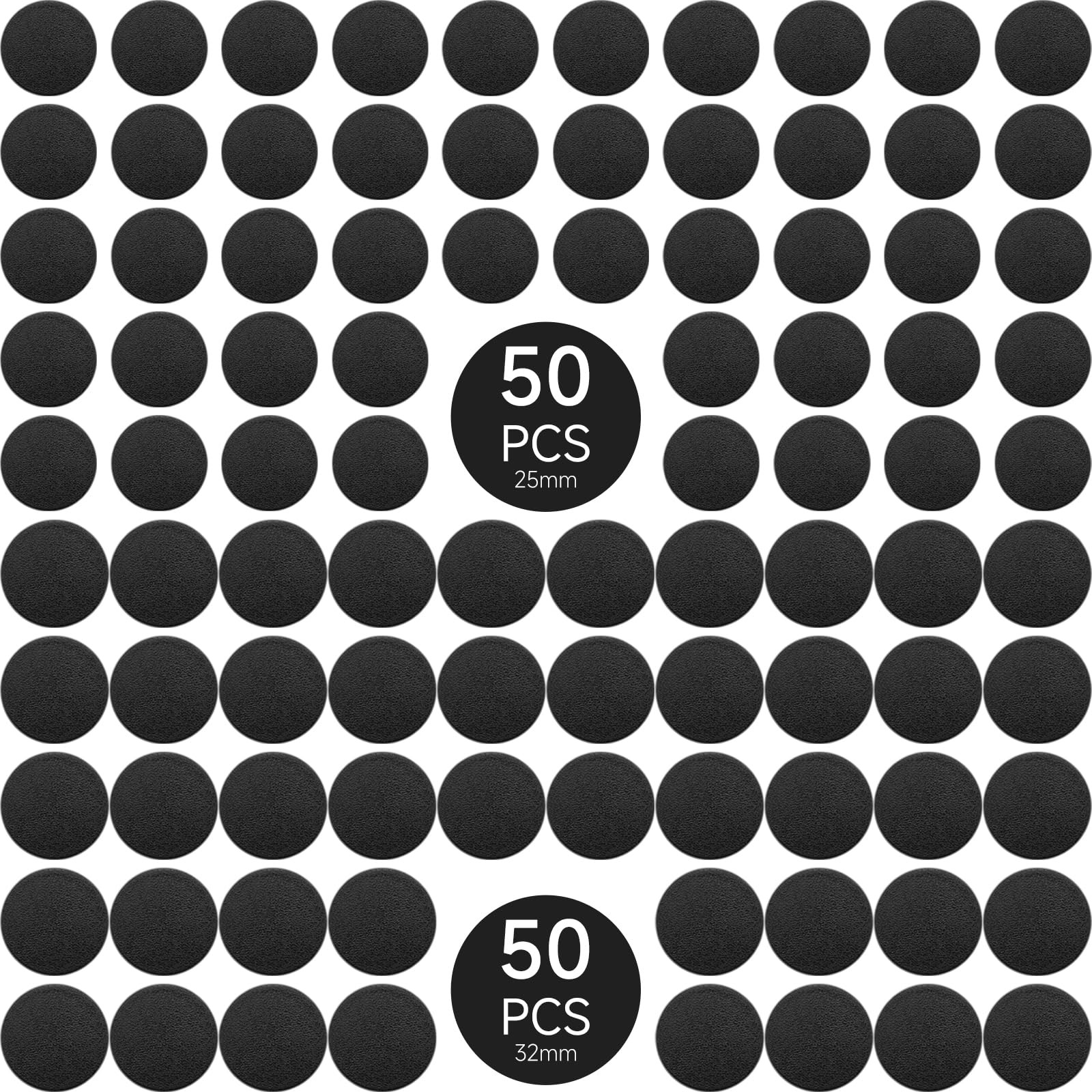 DisplayMore 100Pcs Mix Round 0.5 x x 0.1 inches, 100pcs-25&32mm-black