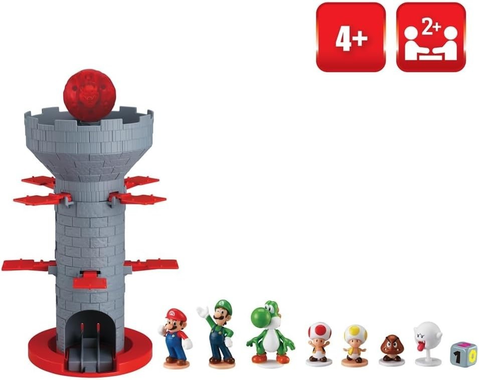 Super Mario Blow Up! Shaky Tower Balancing Game with 7 Collectible Figures