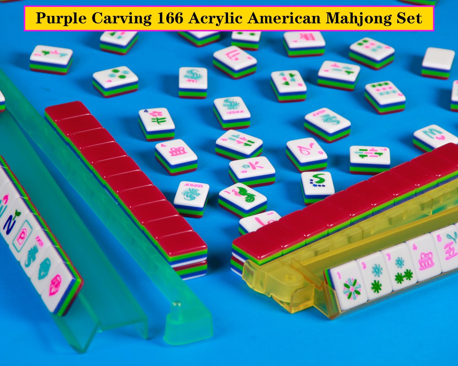 QLKLIKEBF 4-Layer Mahjong Tile Set 1.2-inch Rose Red 166 American Mahjong Til…