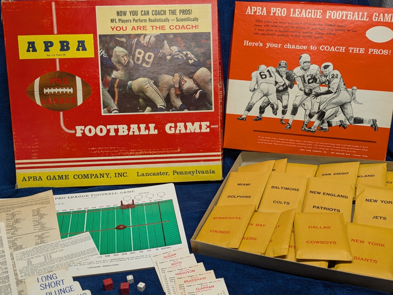 APBA Pro League Football Strategy Sports Game 1981 Not Complete Nice Condition