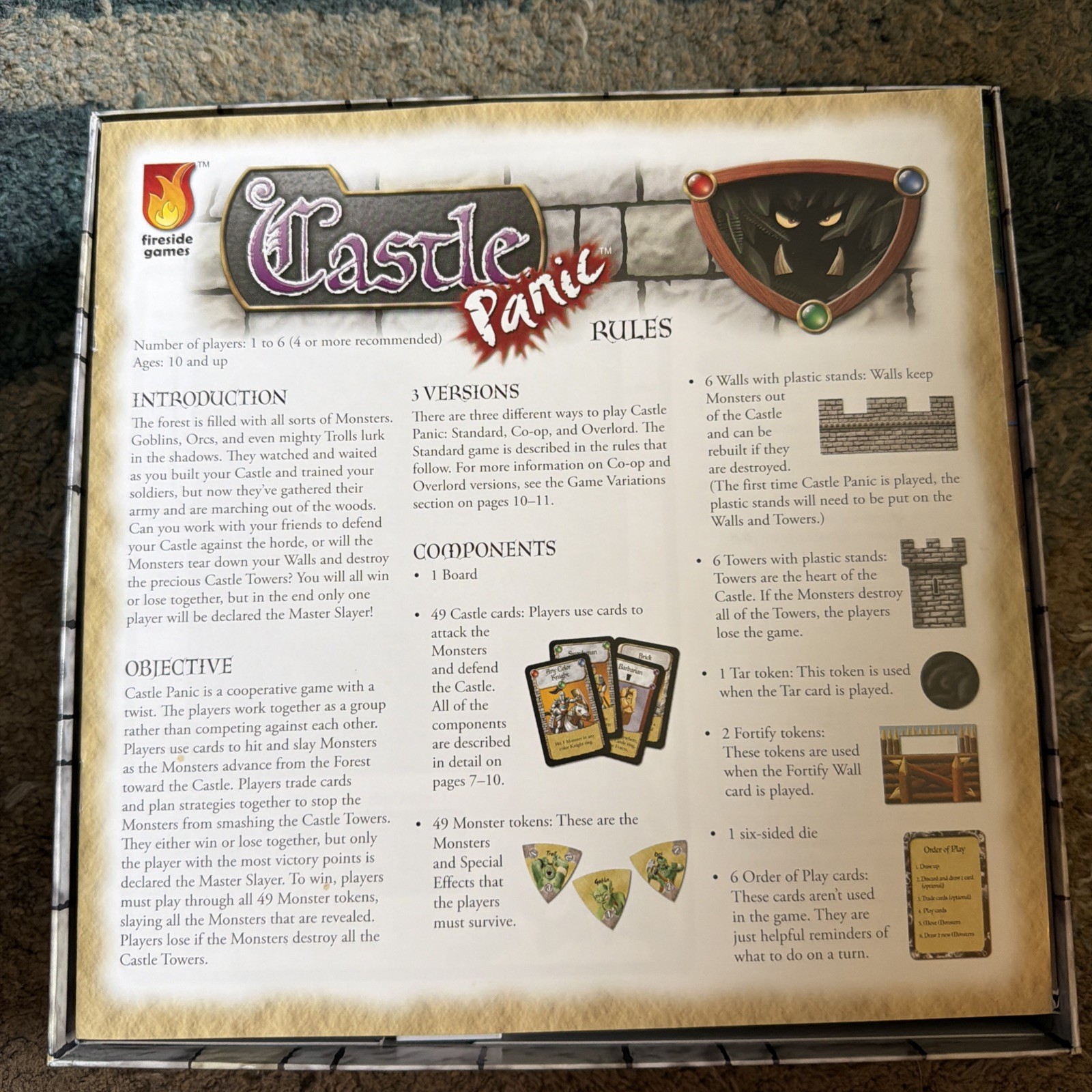 Castle Panic Board Game Fireside Games 2011 – 100% COMPLETE – Great Condition
