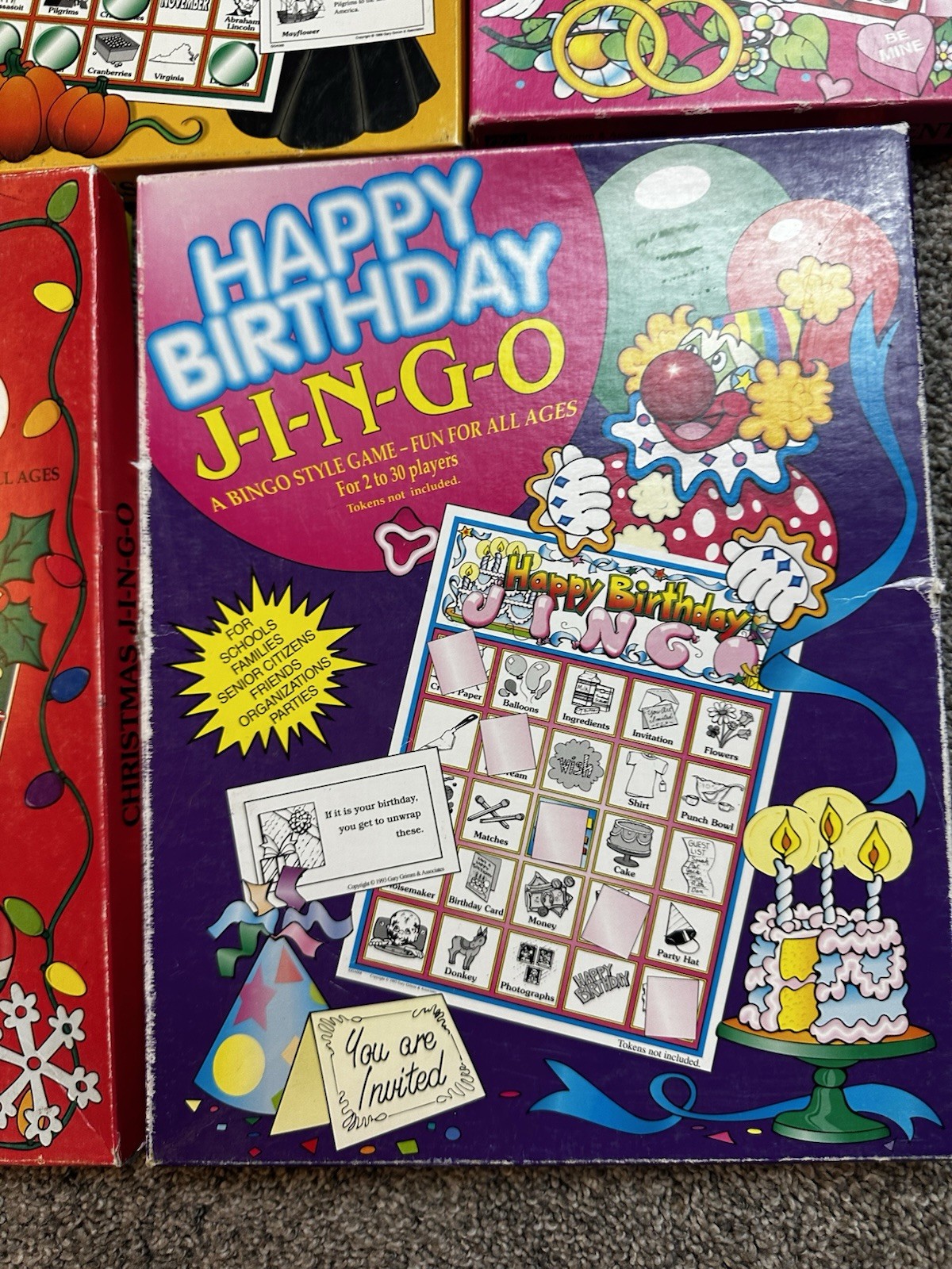 JINGO Lot of 5 J-I-N-G-O Bingo VINTAGE games Halloween Christmas Holidays