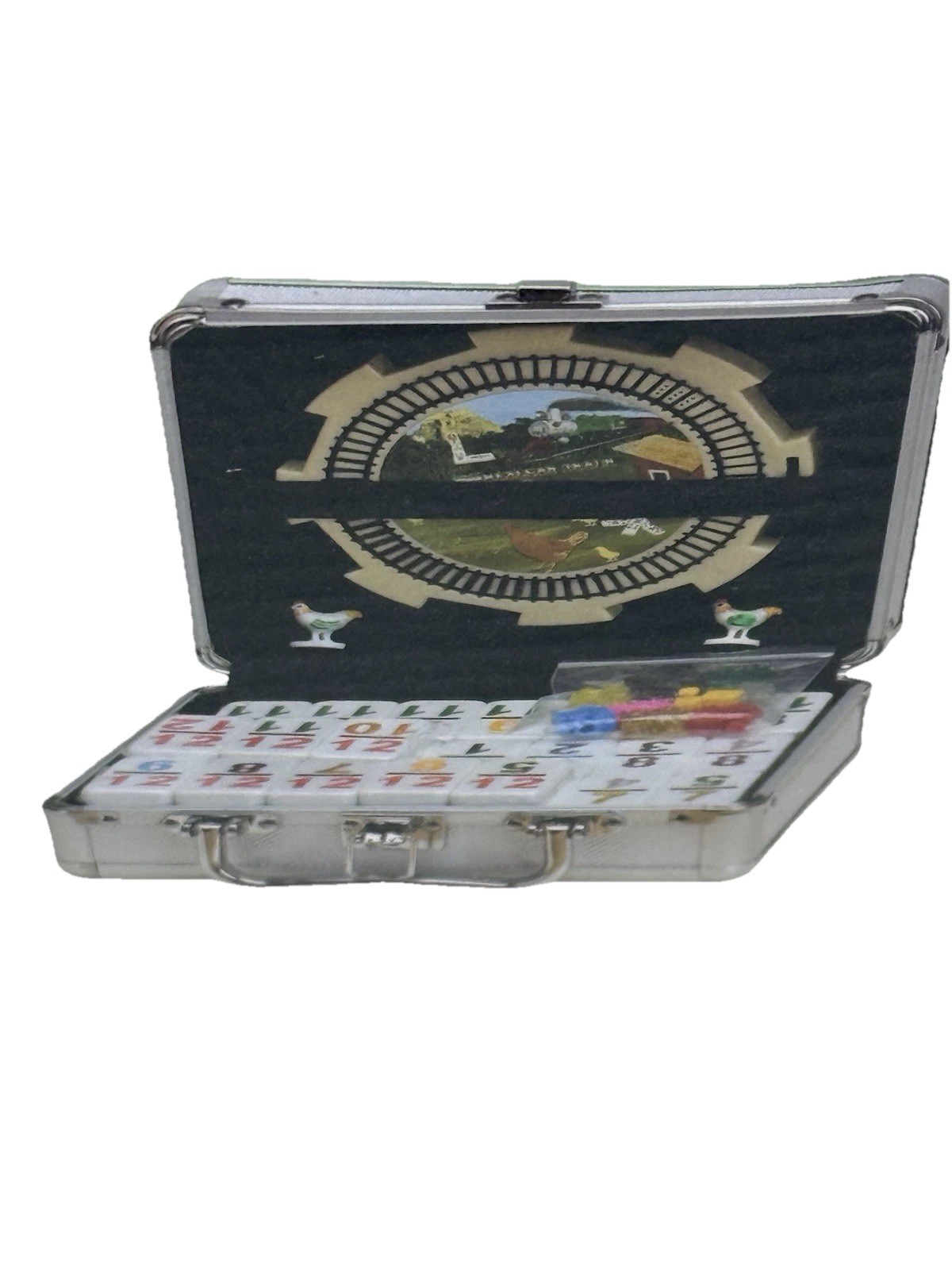 Dominos Double 12 Numeral Tiles 2-in-1 Mexican Train Set Alum Case by CHH New