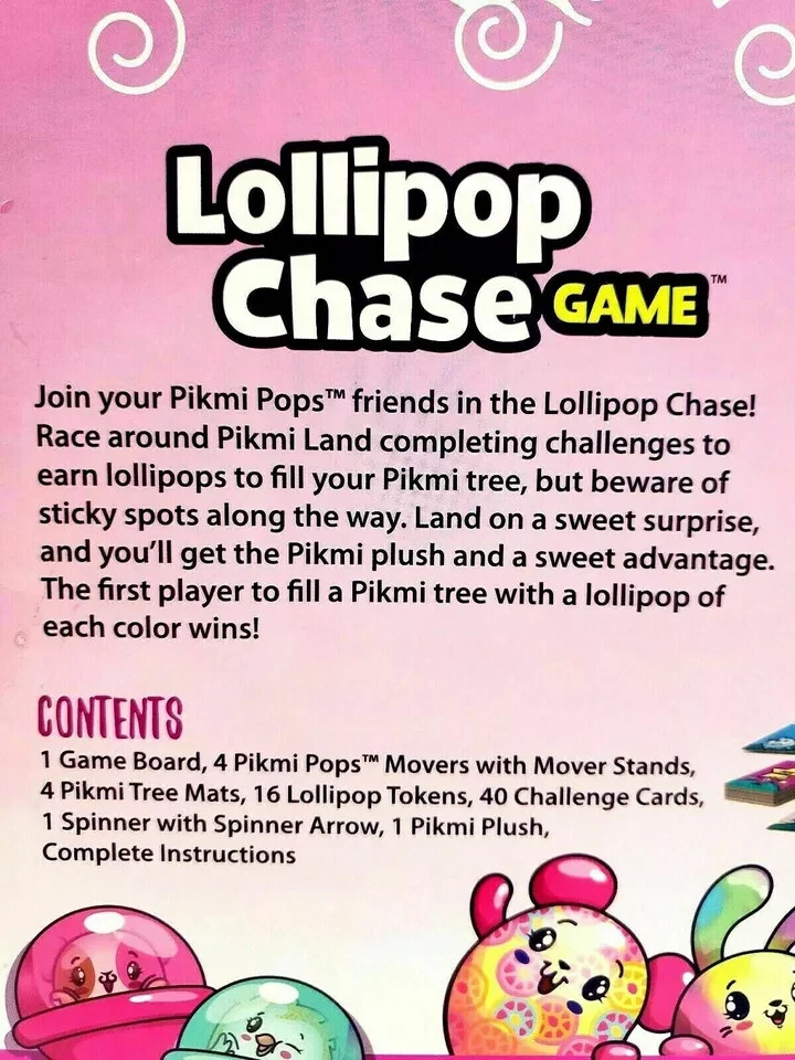 Game for 5 and up -Pikmi Pops Lollipop Chase Game Board Ages 5 and Up