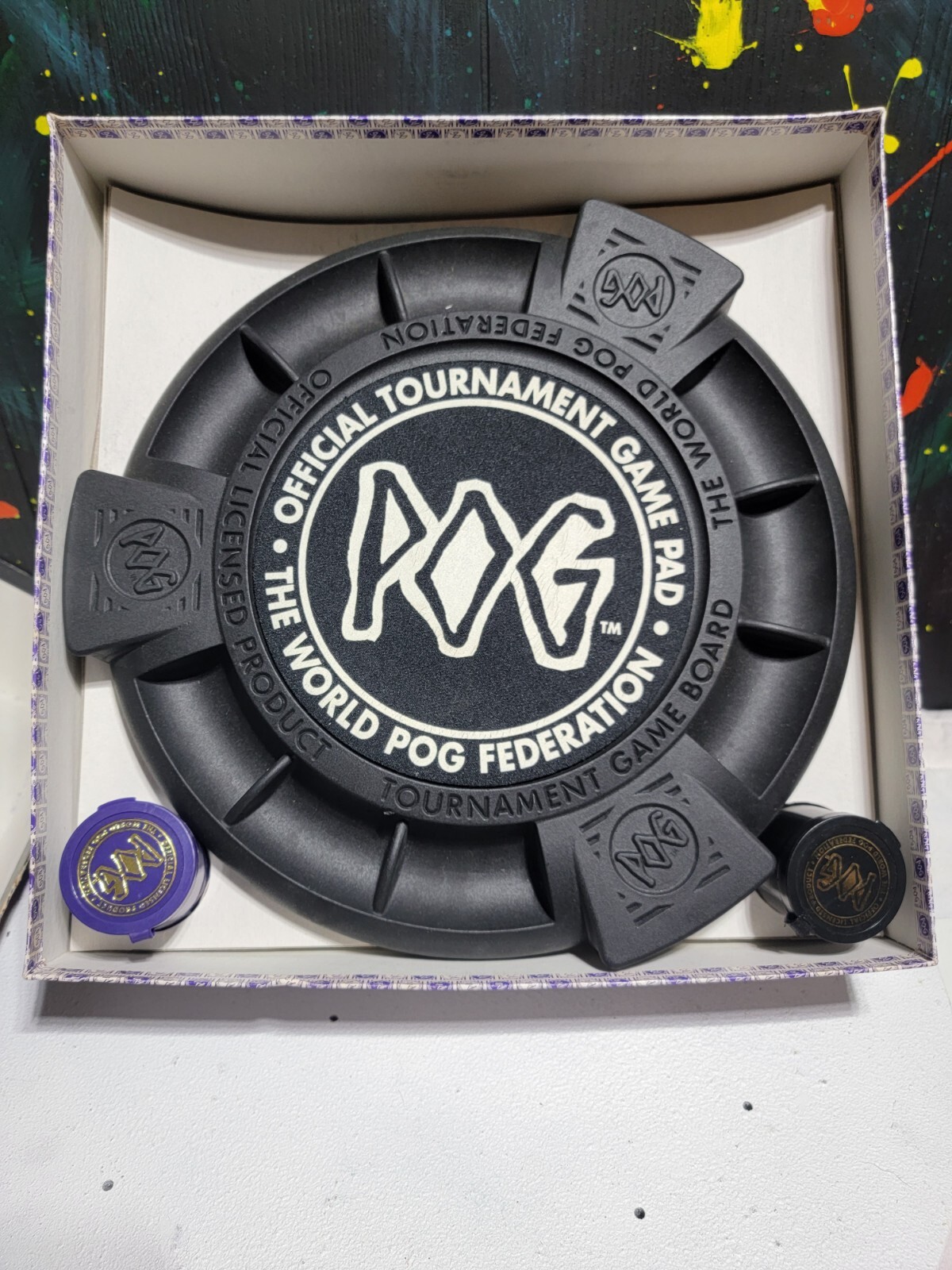 94 Pog the Game “World Pog Federation” VTG Milton Bradley 205 POG 4 Metal SLMRS