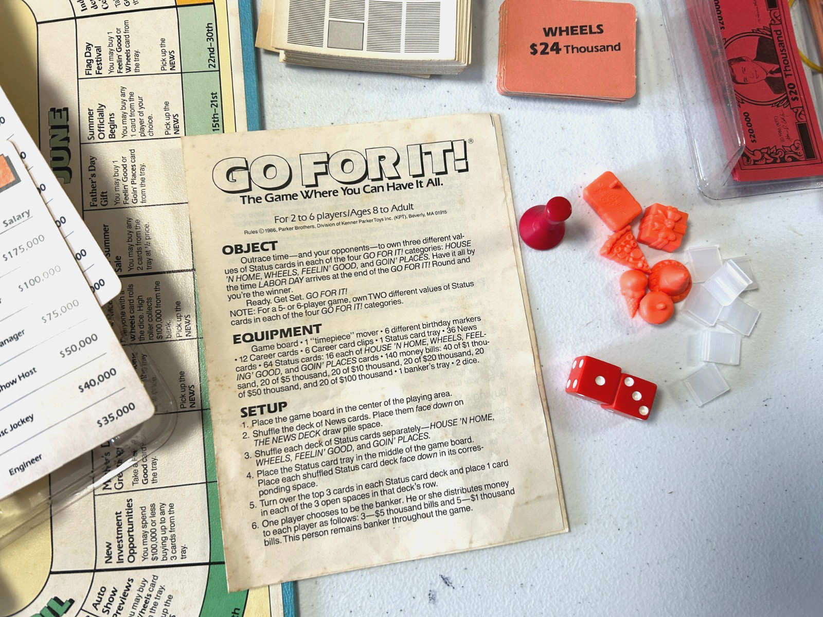 Vintage 1986 Go For It Board Game by Parker Bothers, NICE