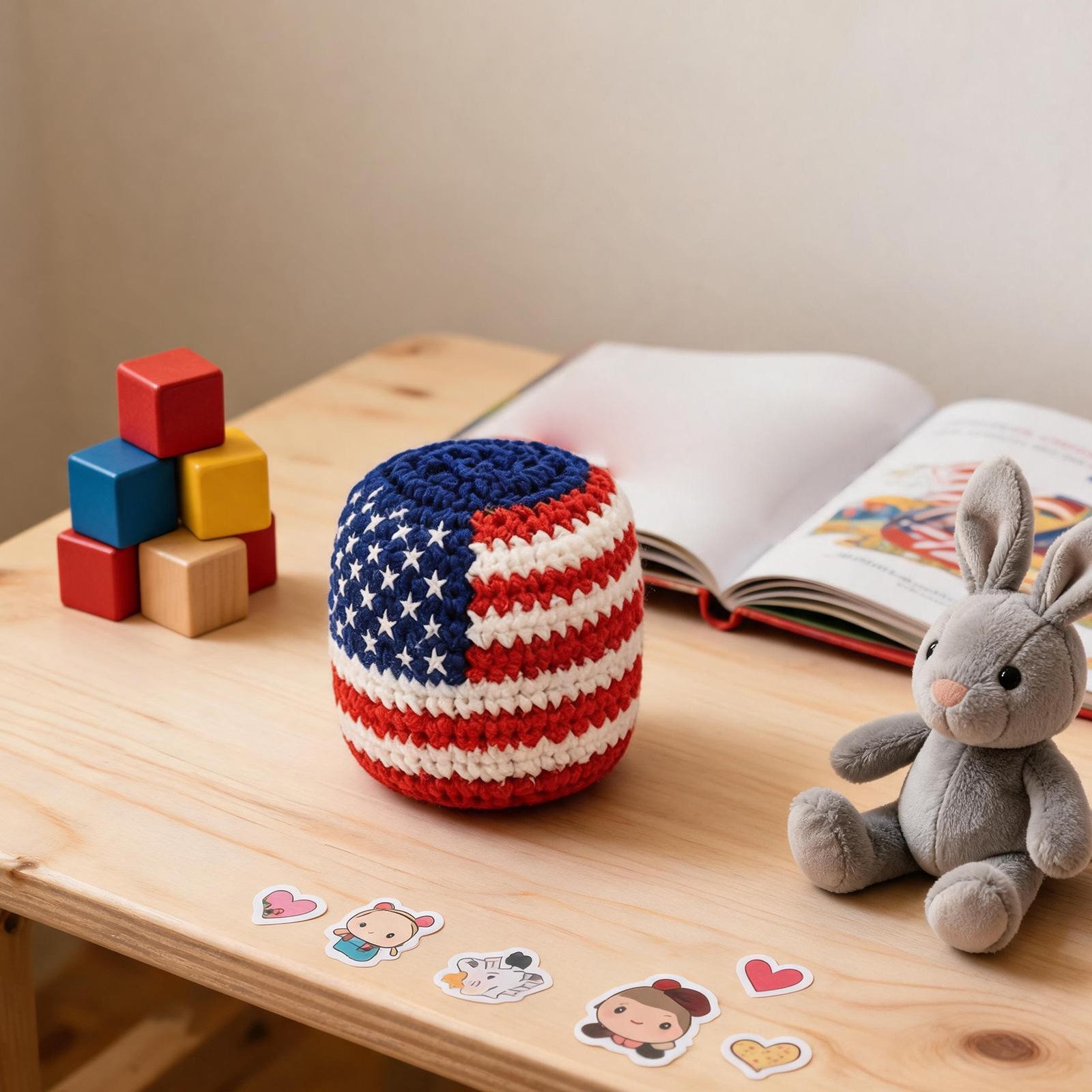 Harliver Patriotic Hand-Made Knitted Footbags, US Flag Shaped Crochet Hacky Sack