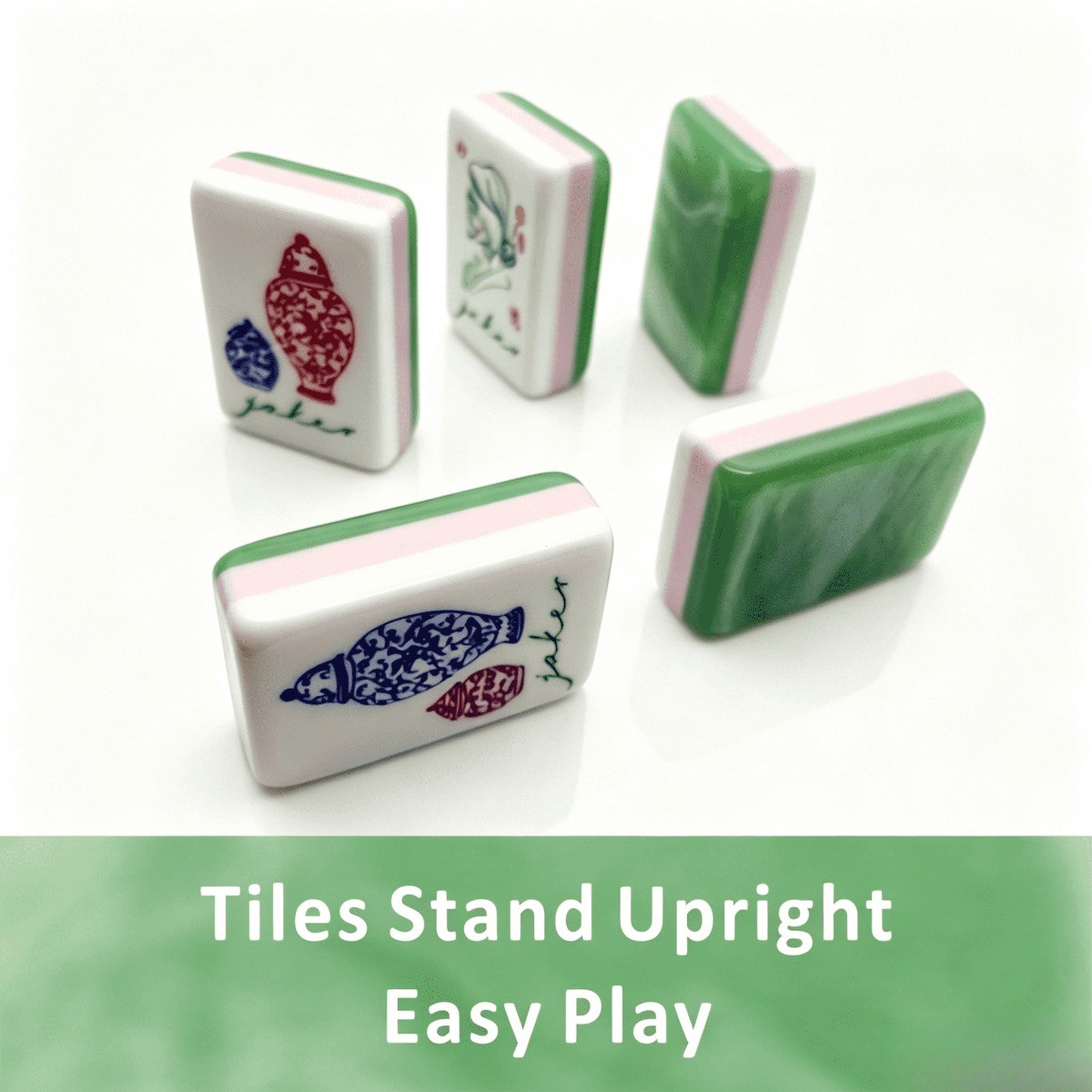 Jade Marble Pink Green Multilayer Acrylic American Mahjong Tiles 160-Piece