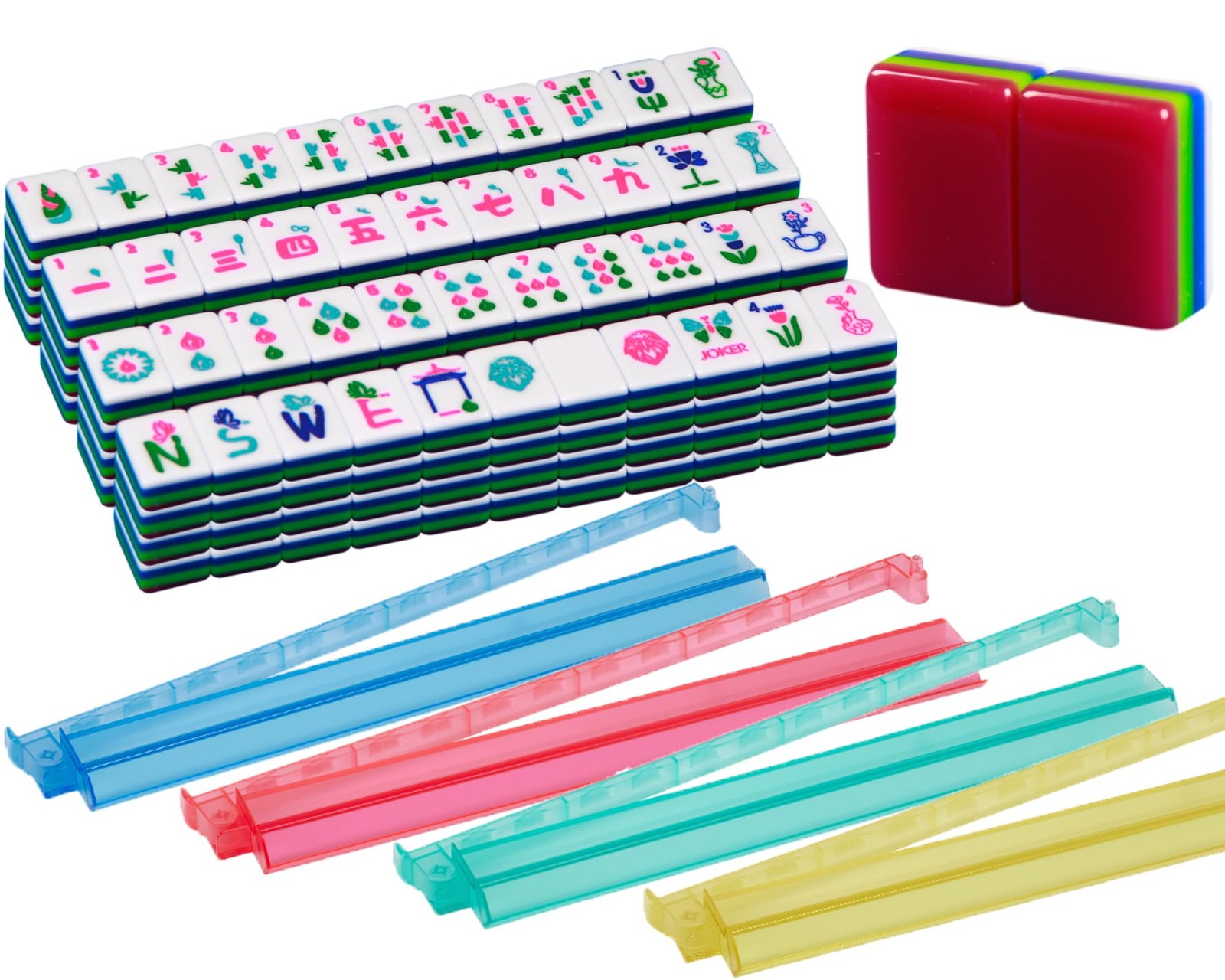 YANMEIYA 4 Layer Mahjong Tile Set 1.2-inch Acrylic American Mahjong Set 166 M…