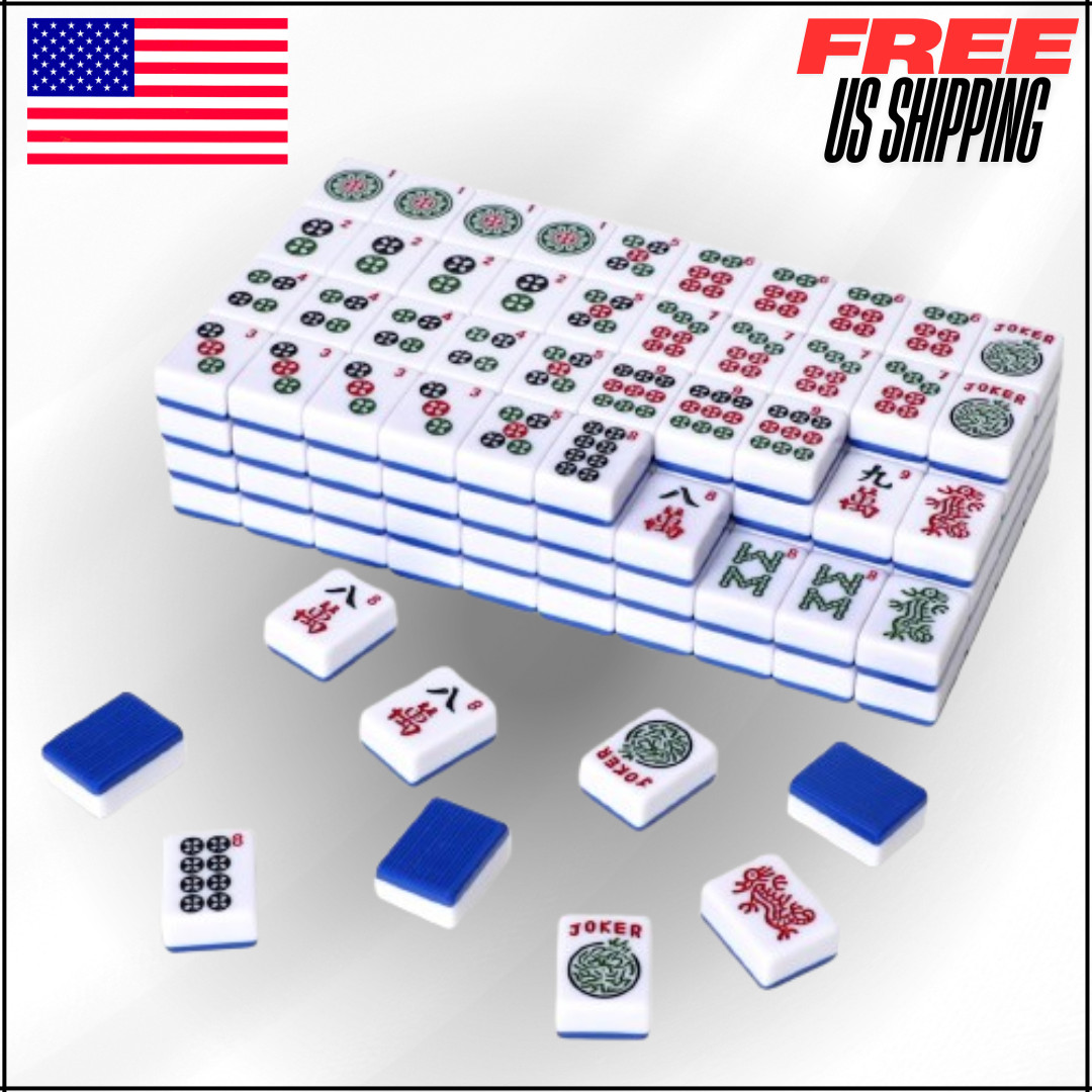 Mahjong Tile Set with 166 Navy Blue Back Tiles American, 1.2″, Tiles Only