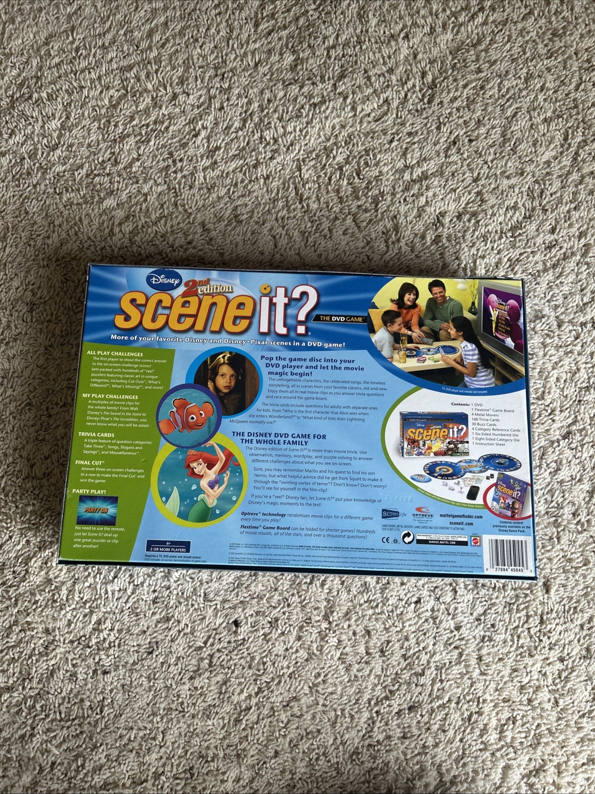 Mattel Scene It? Disney 2nd Edition DVD game, a family trivia board game.