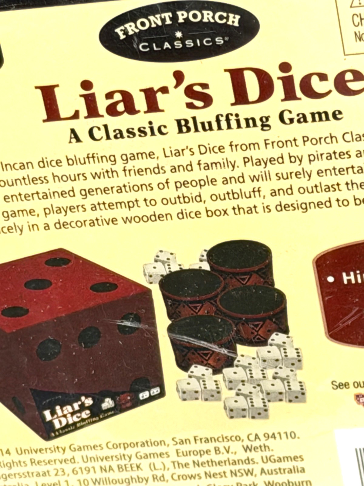 Liar’s Dice Front Porch Classics Classic Bluffing Game New In Package