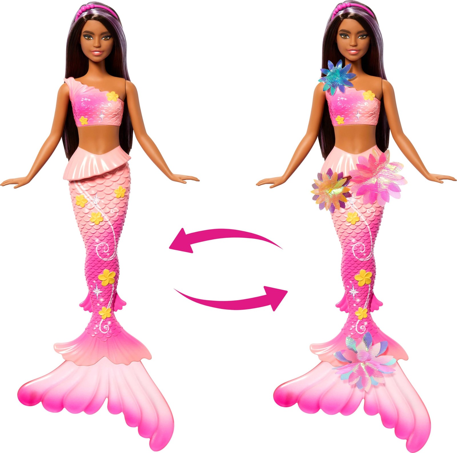 Barbie Mermaid Toy Doll Magic Blooming Flowers Ombre Tail Purple Highlights