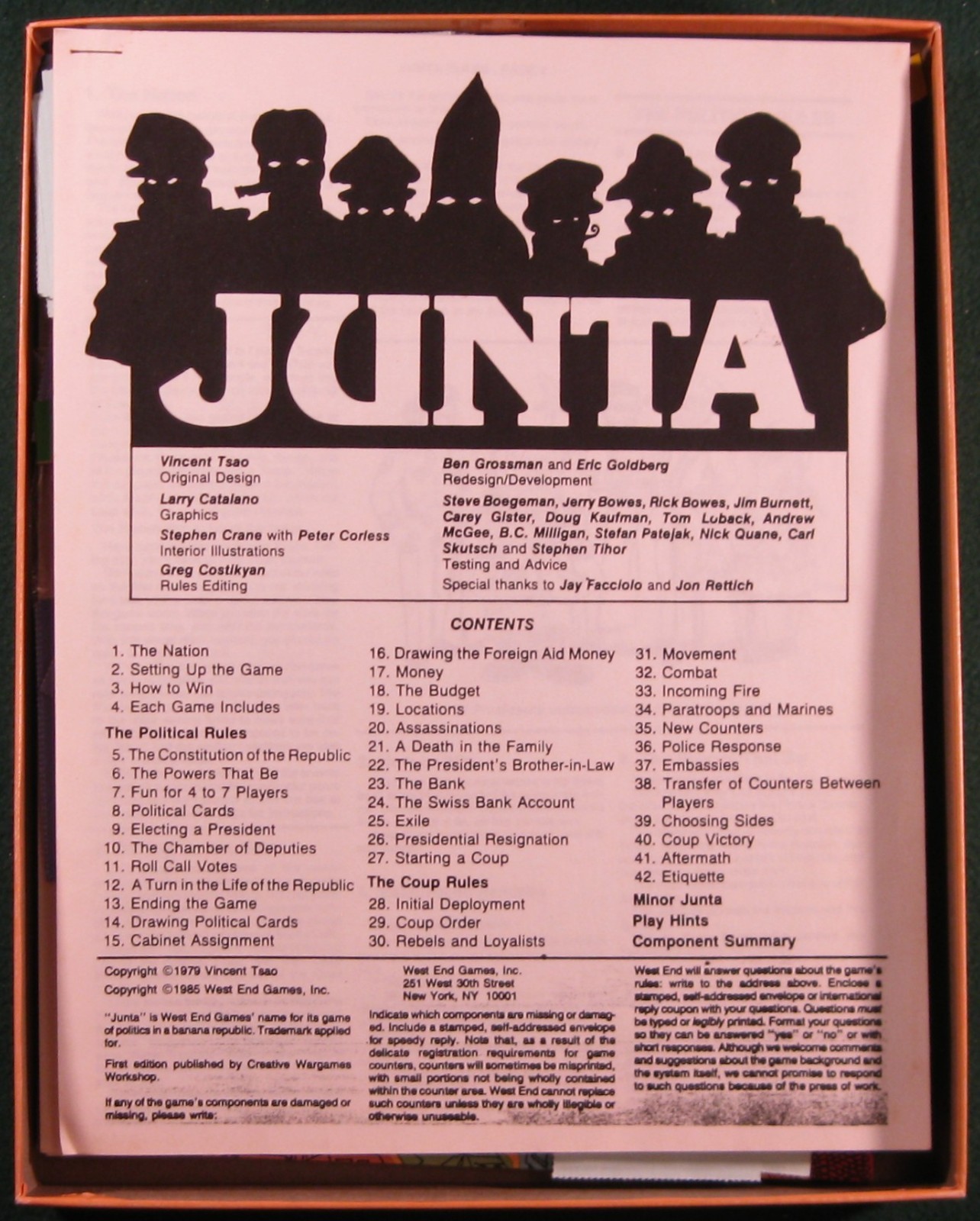 Junta, West End Games, Banana Republic Political Style Game Punched – Complete