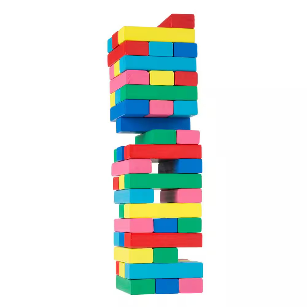 Classic Wooden Blocks Stacking Game with Colored Wood