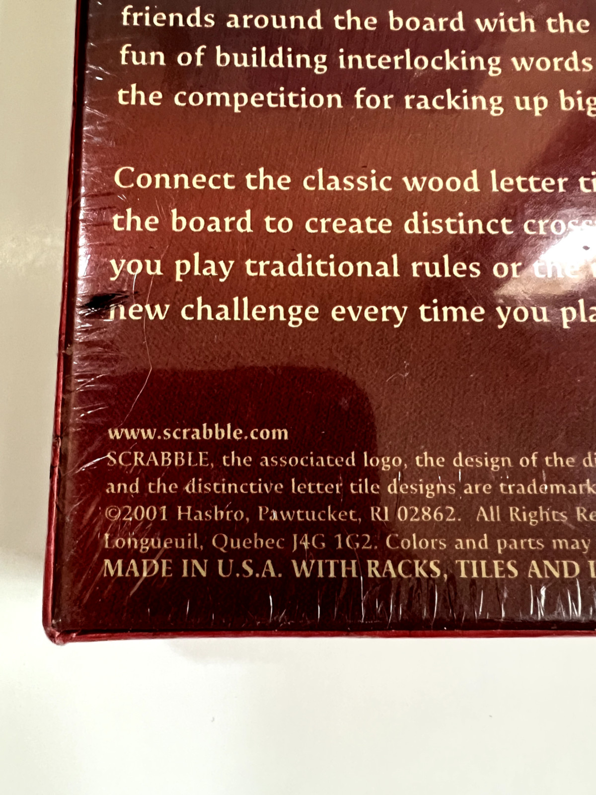Scrabble Board Game by Hasbro, 2001 Vintage, NEW Sealed, Ships Fast