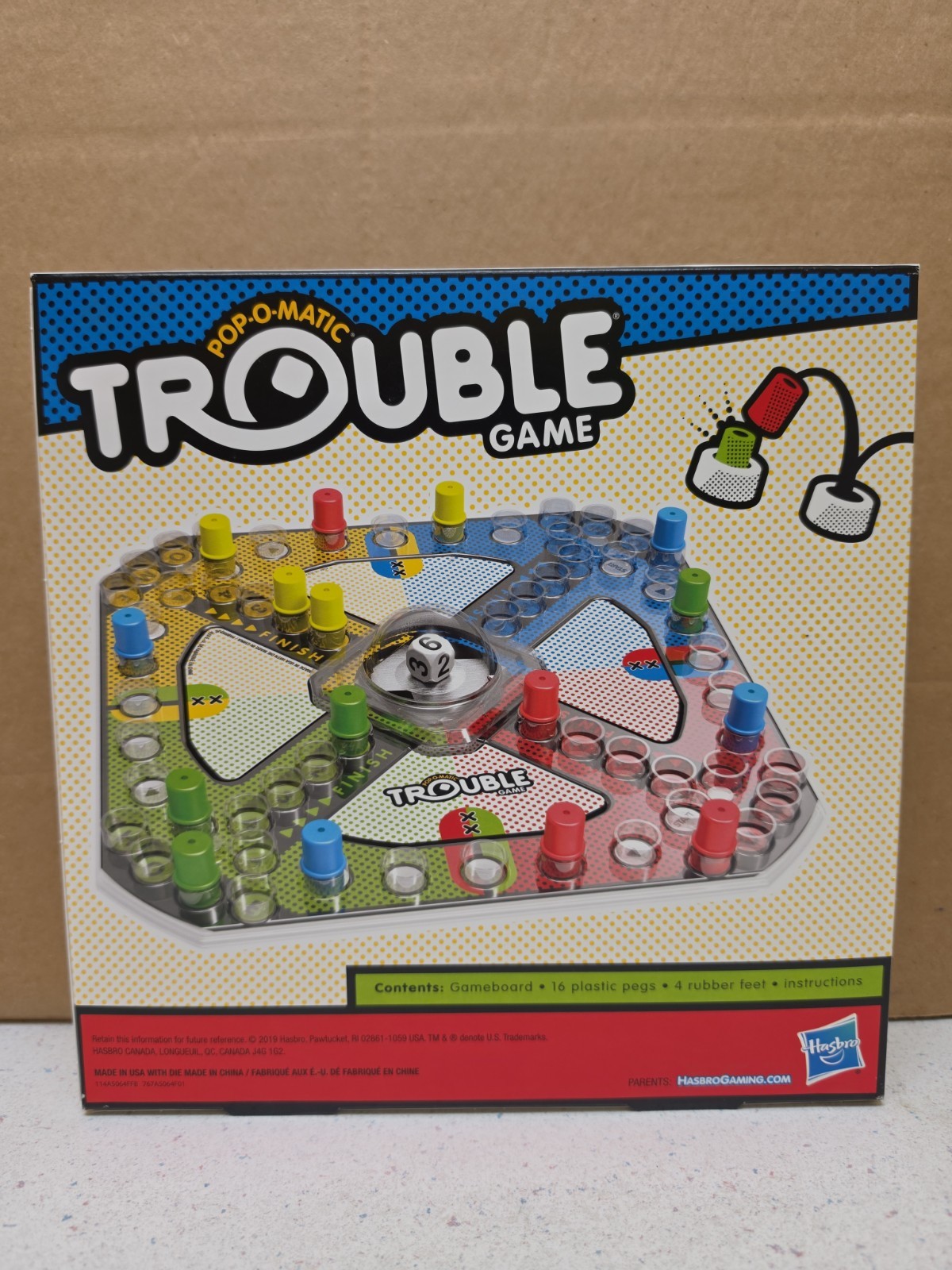 Trouble Board Game, Classic Pop-O-Matic Race Game By Hasbro