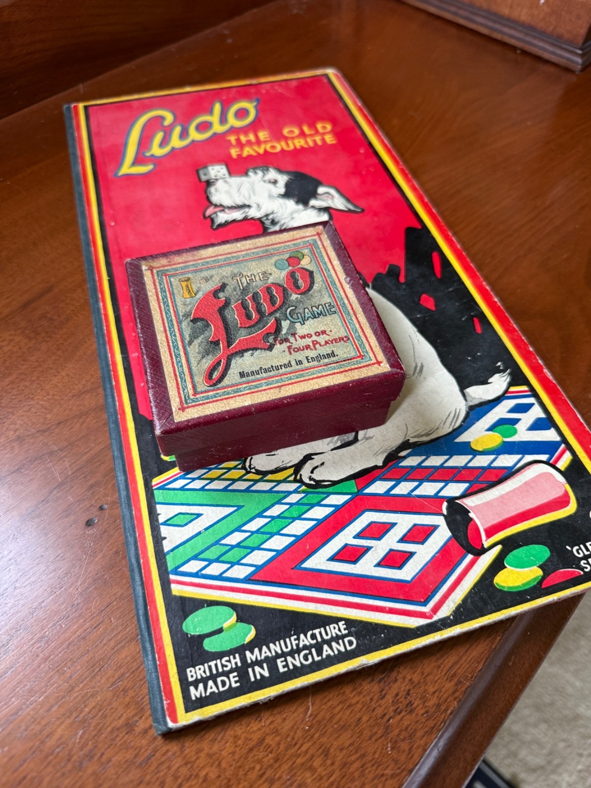 Vintage Ludo Game – British Manufacture, Boxed, 1930s–40s – includes board