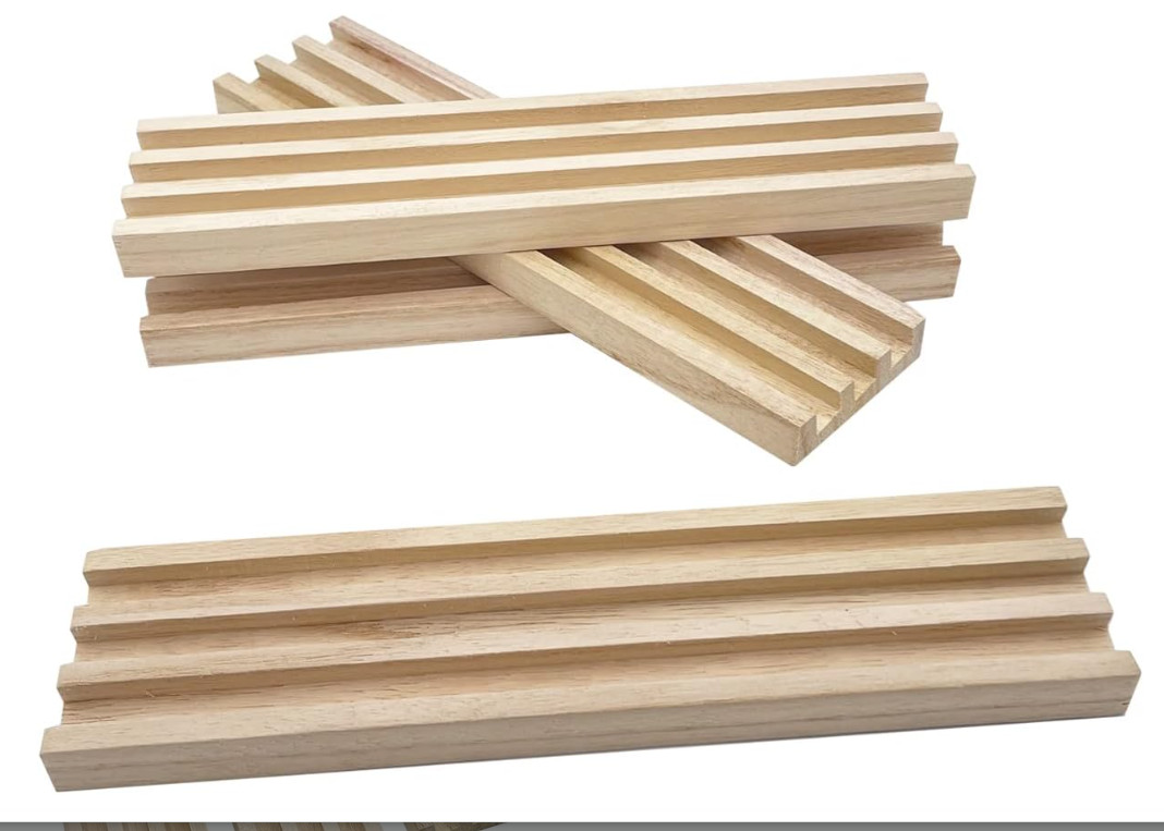 Wooden Domino Racks Set of 4 Natural Domino Trays Holders Organizer