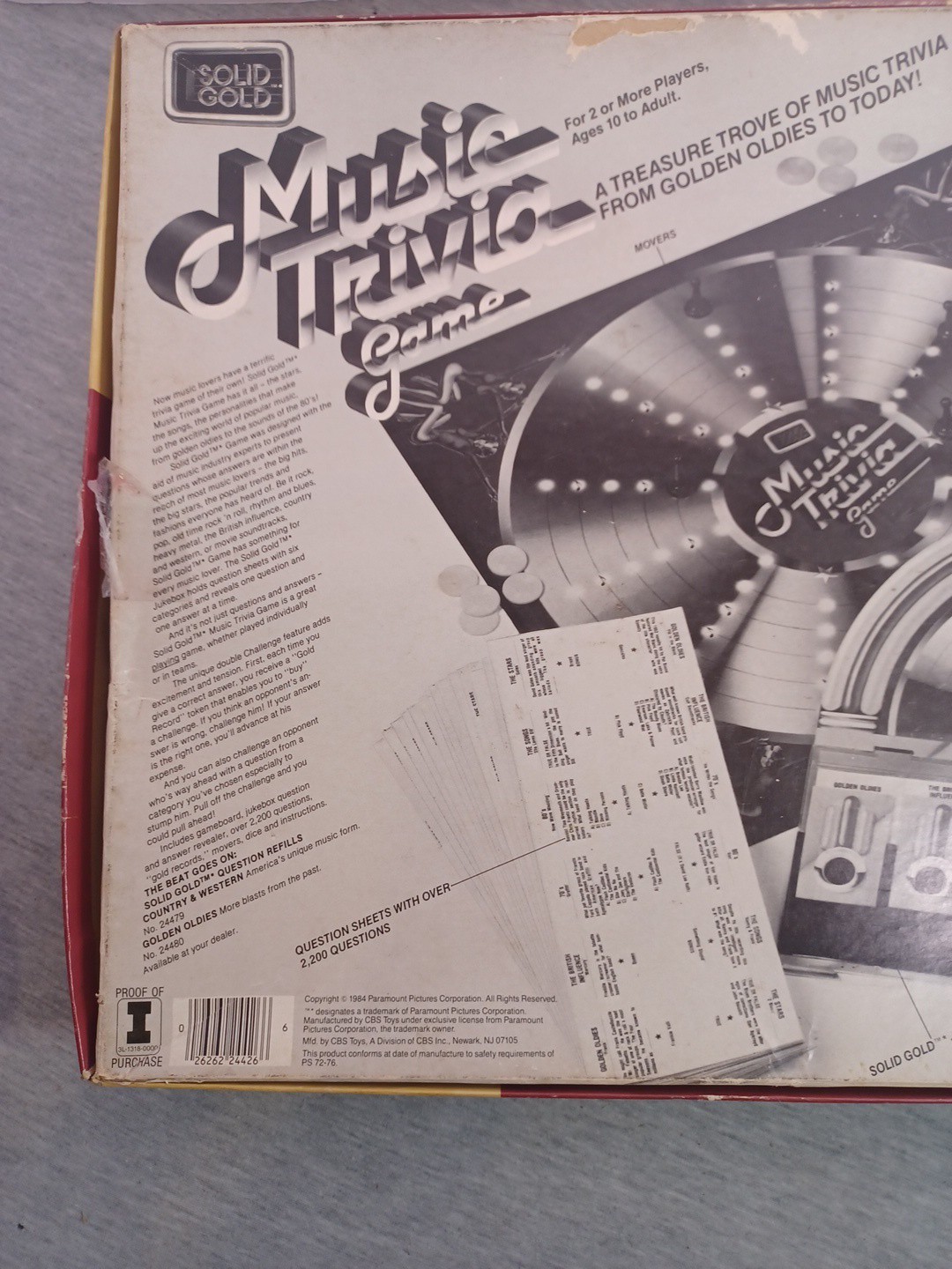 Vtg Solid Gold Music Trivia game 1984 Ideal Board Game, pre-owned