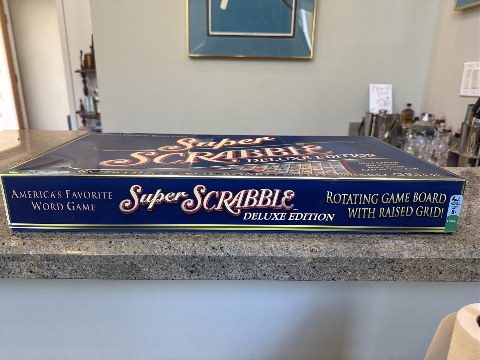 Super Scrabble Deluxe Edition Crossword Game Rotating Board Hasbro 2010