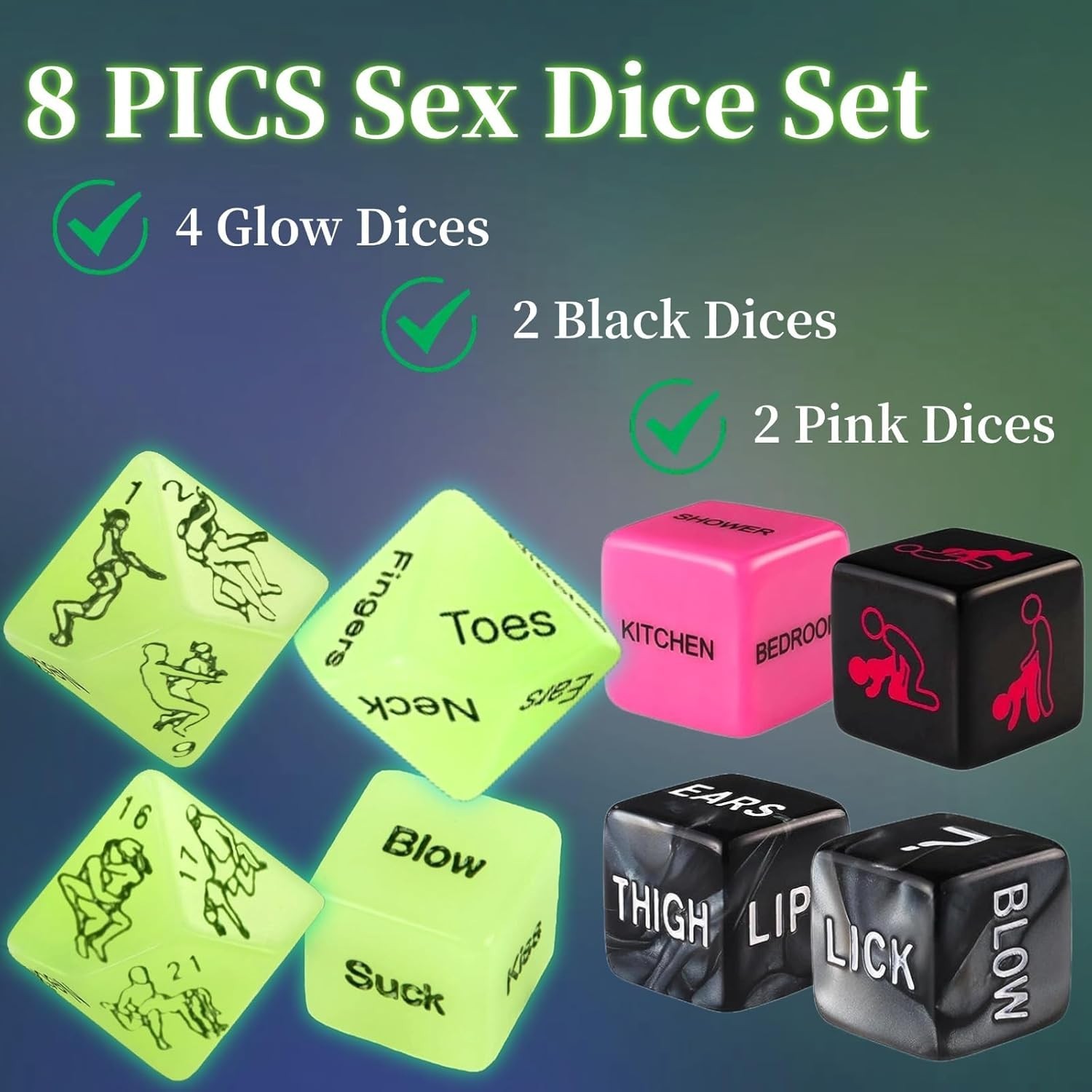 Couples Sex Dice Game Glow in Dark Romantic Adult Partners Play
