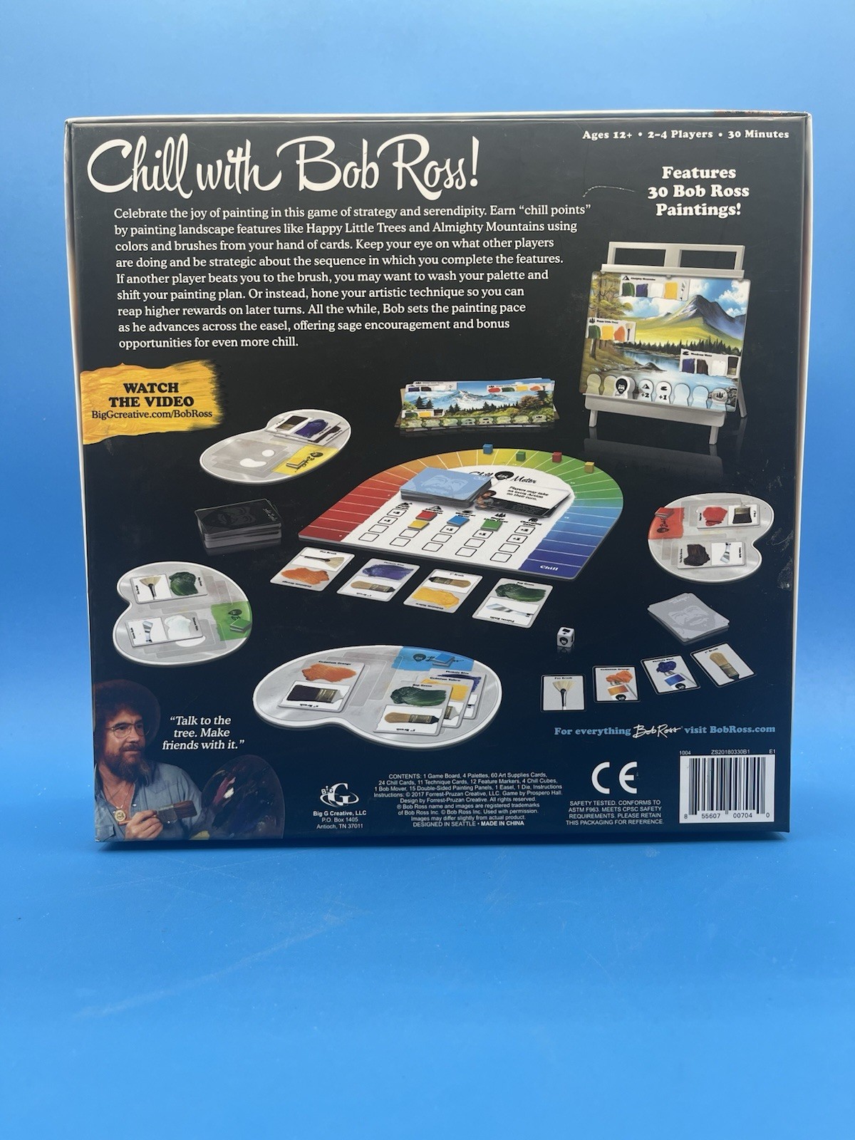 Bob Ross Art Of Chill Board Game New Ages 12 + For 2 to 4 Players Big G Creative