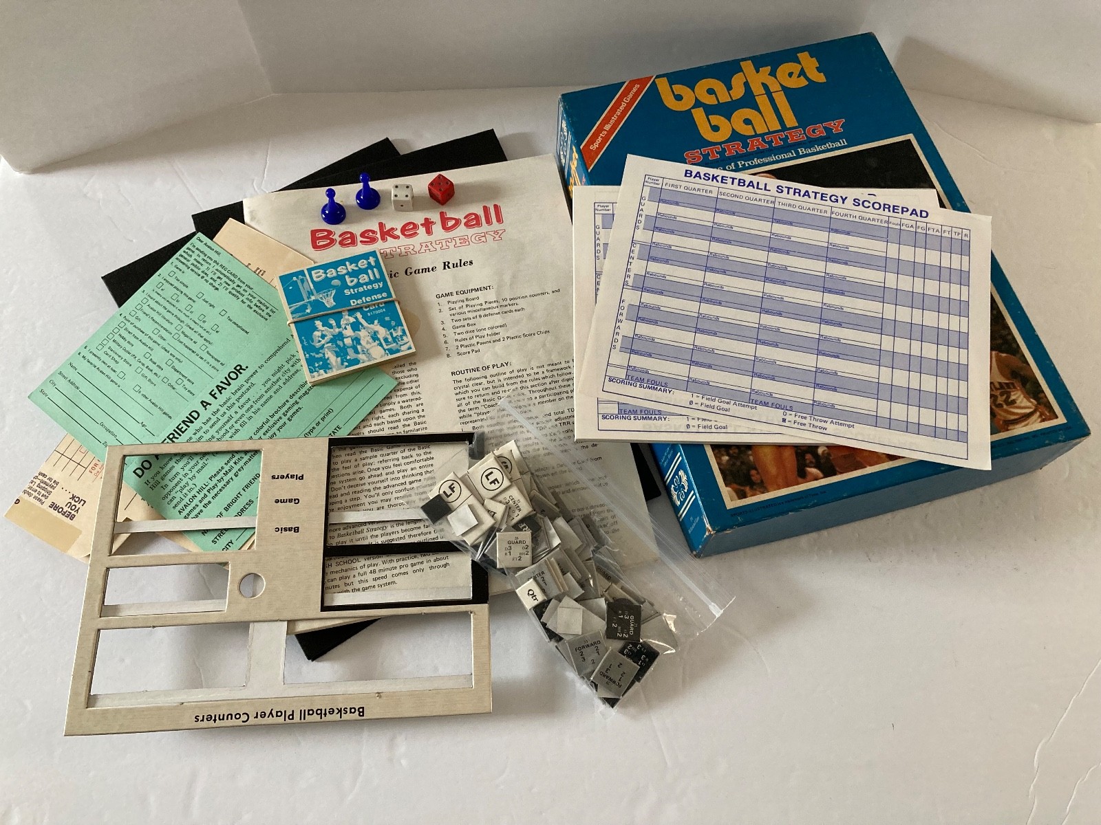 Vintage 1974 Avalon Hill Sports Illustrated Basketball Strategy Game