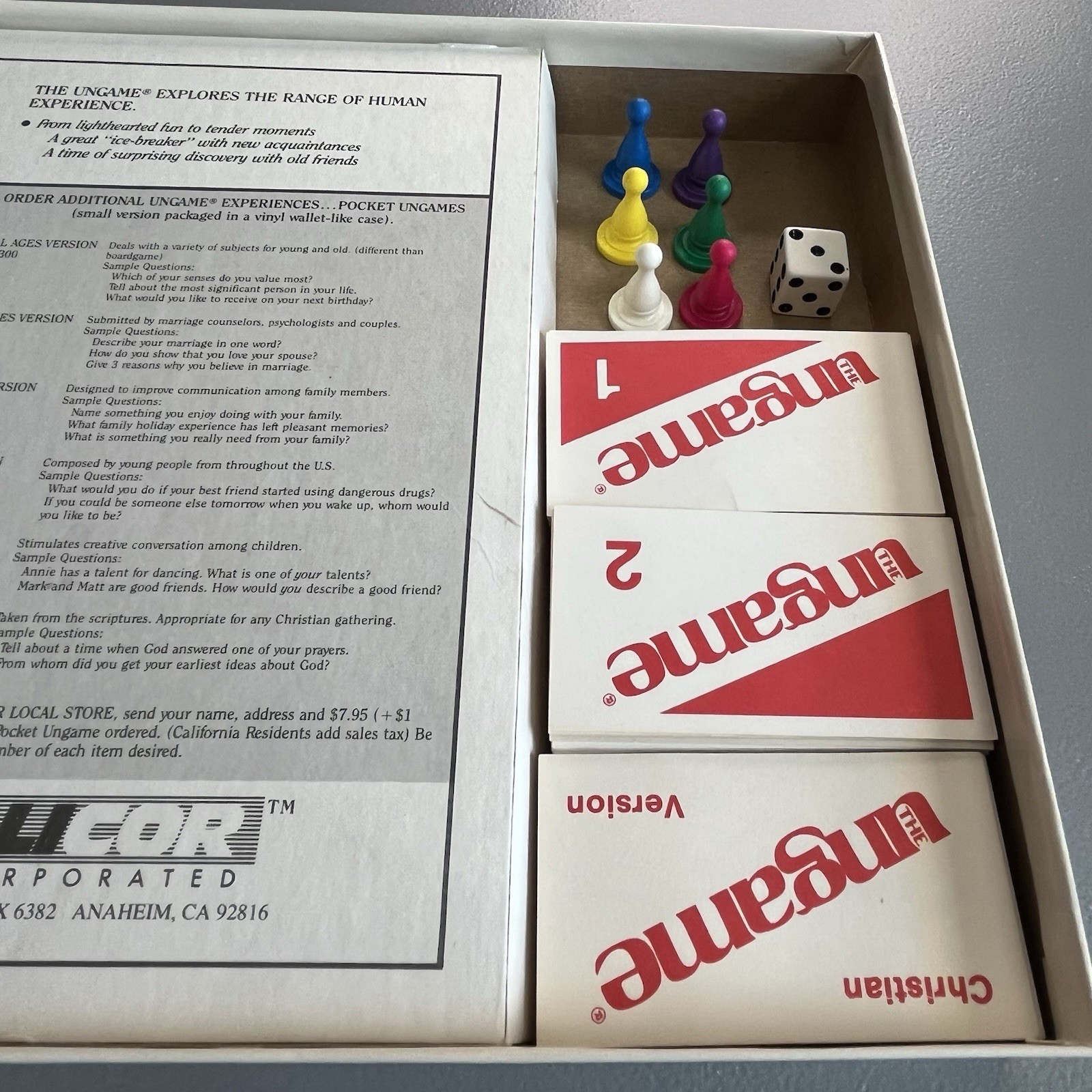 1989 Vintage THE UNGAME Board Game Christian Version – by Talicor Inc.