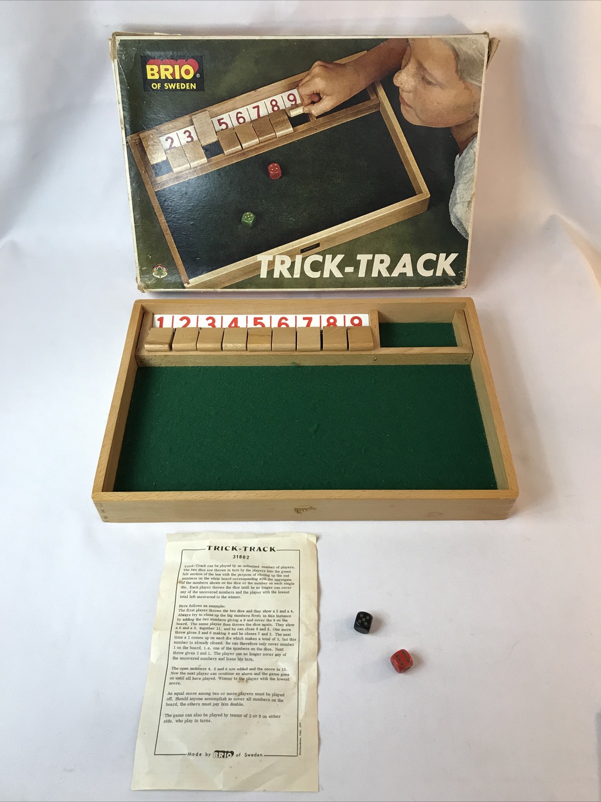Brio of Sweden Trick Track Dice Wood Board Game Vintage 1970 31802