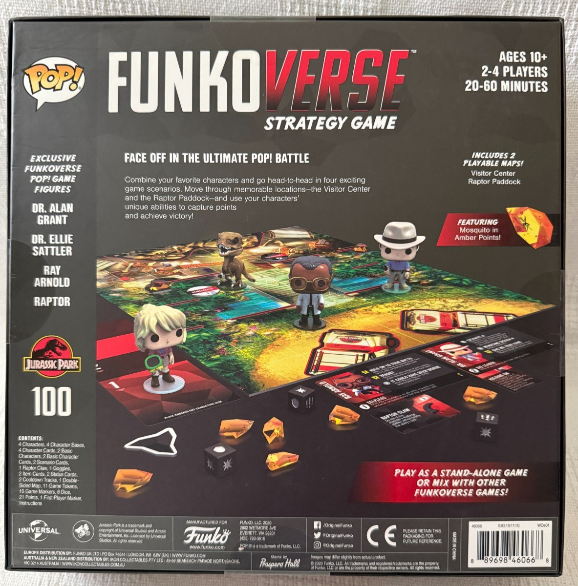 Funko Pop FunkoVerse Jurassic Park 100 Strategy Game New Sealed 2020