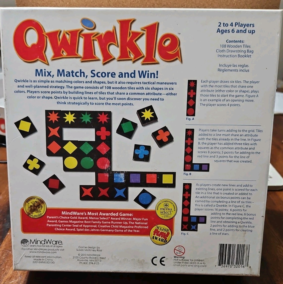 Qwirkle Game 2010 COMPLETE in Box Mindware Excellent Used Condition