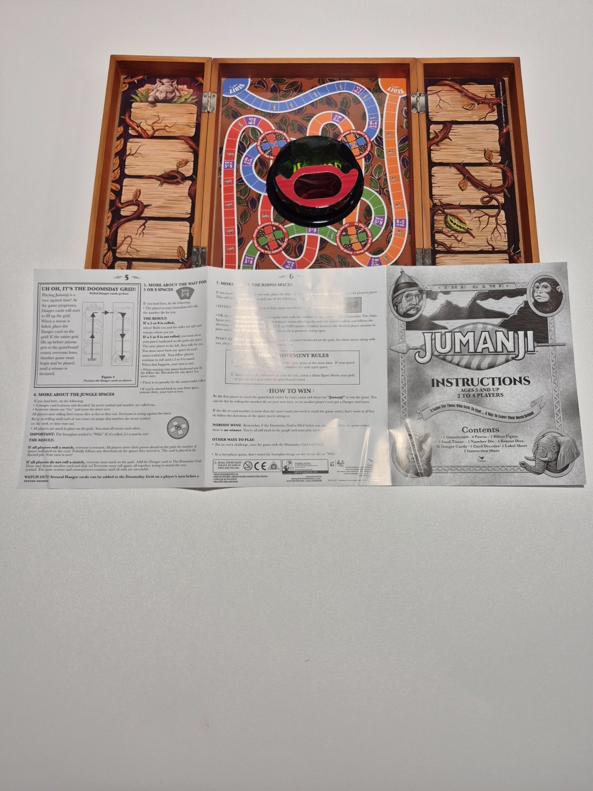 Jumanji The Game Real Wooden Box Edition Cardinal Spin Master 100% Complete 2018