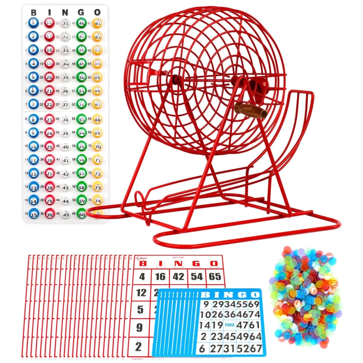 Classic Red Bingo Game Kit with 75 Balls & 18 Cards – Adults