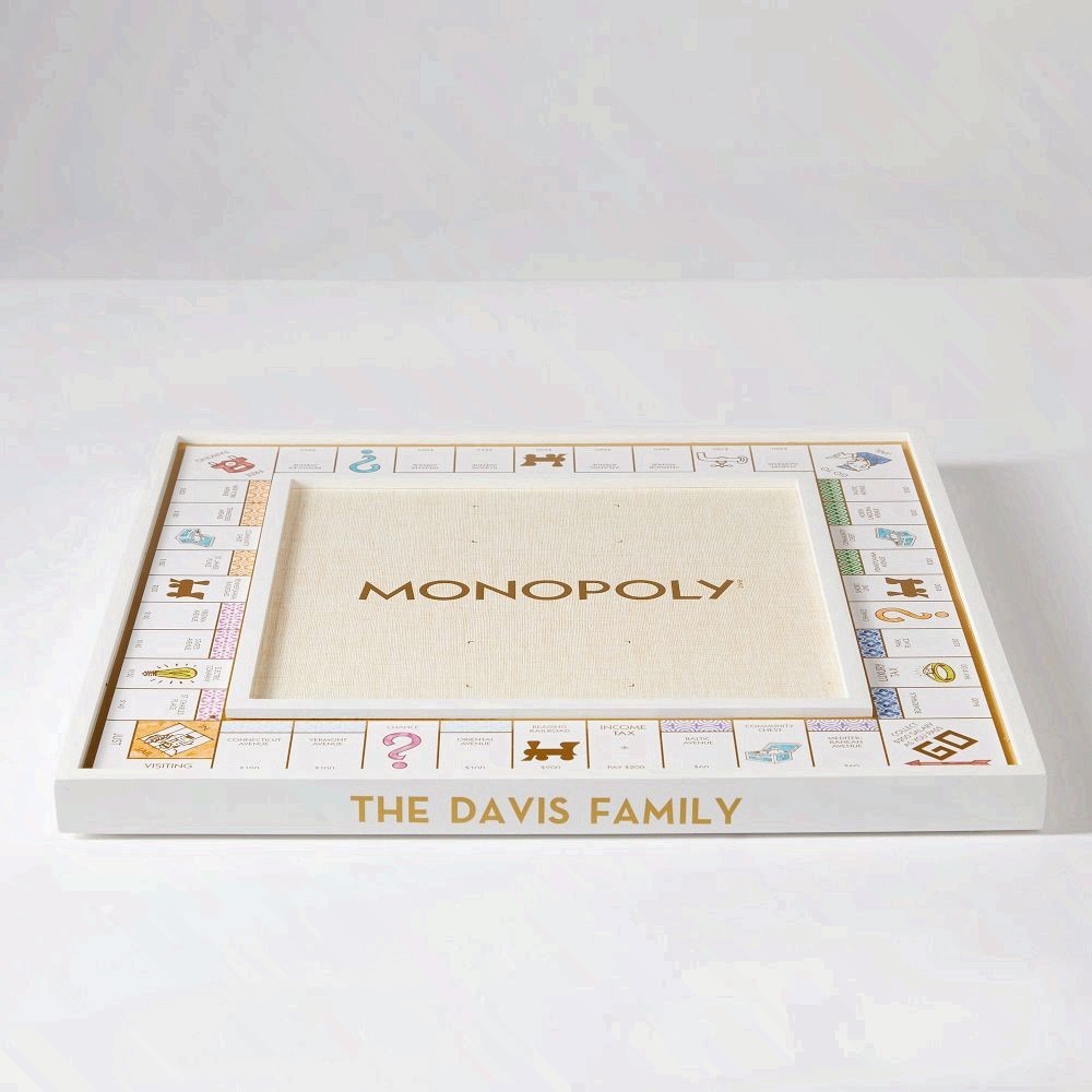 Mark & Graham Wood Monopoly Game Set Luxury Wooden Board Family Night Gift New