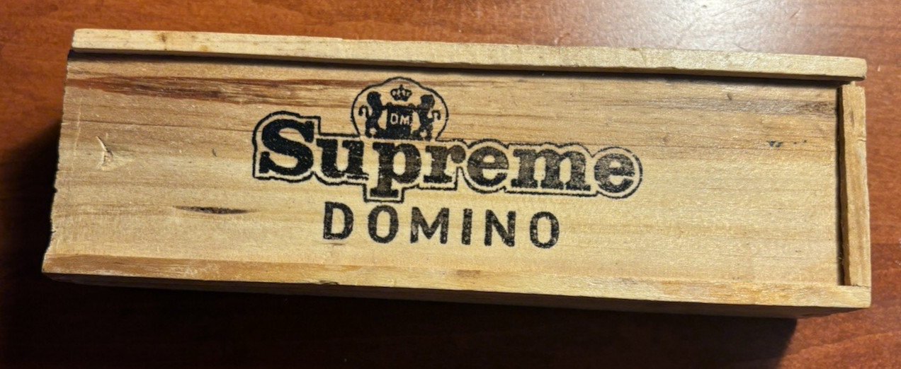VTG Supreme Domino Set Black Tiles Dragon Back Wood Box Complete w/ Instruction.