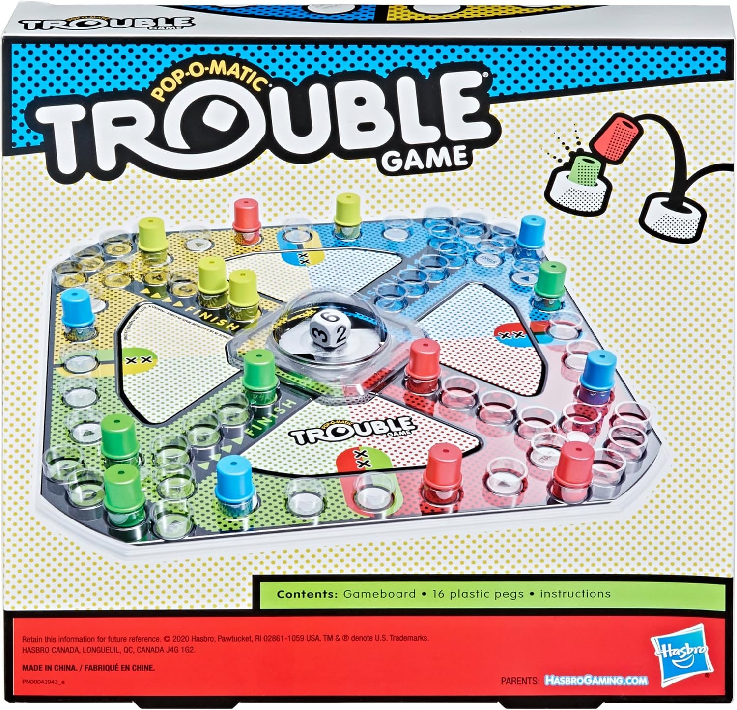 Trouble Board Game Pop-O-Matic Classic Family Game Kids Ages 5+ 2-4 players