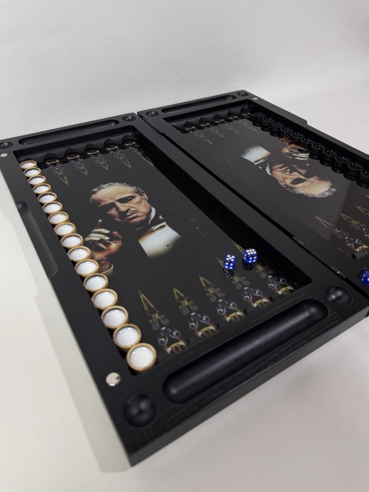 The Godfather Backgammon Board – Handmade Ash Wood & Glass Set, Luxury Gift