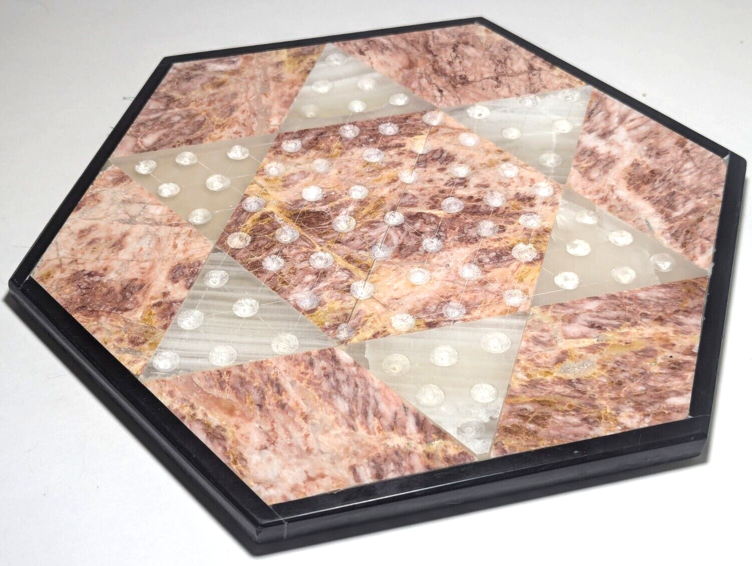 Onyx Marble Chinese Checkers Board Replacement – Pink & White 11-1/2″ Diameter