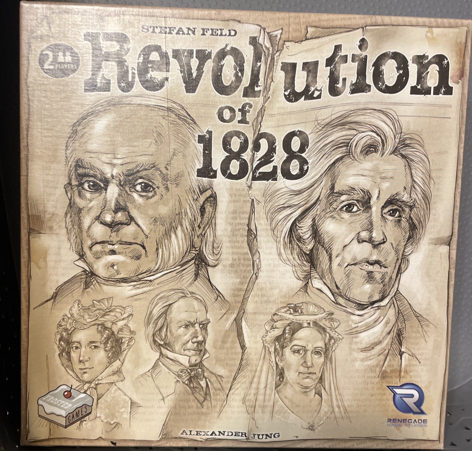 Revolution of 1828 Board Game, Renegade Game Studios History All Pieces Counted