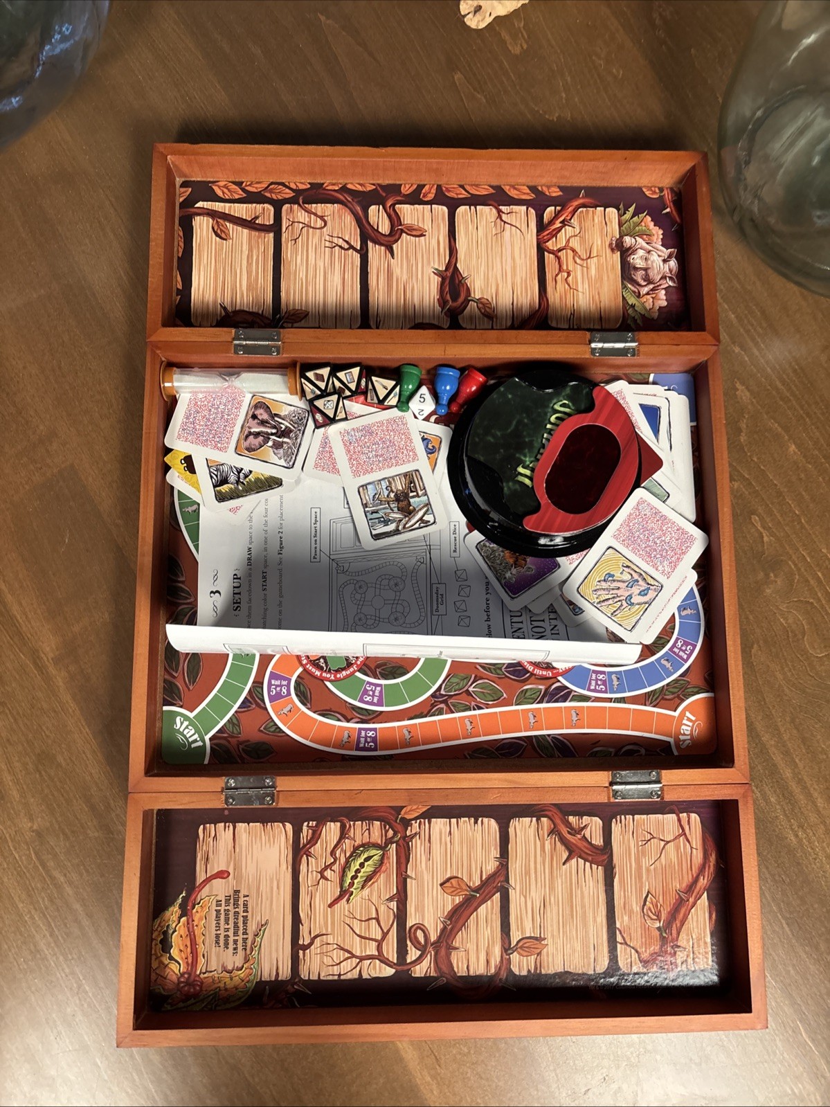 Jumanji Board Game Wooden Box Classic Retro Real Wood Case COMPLETE