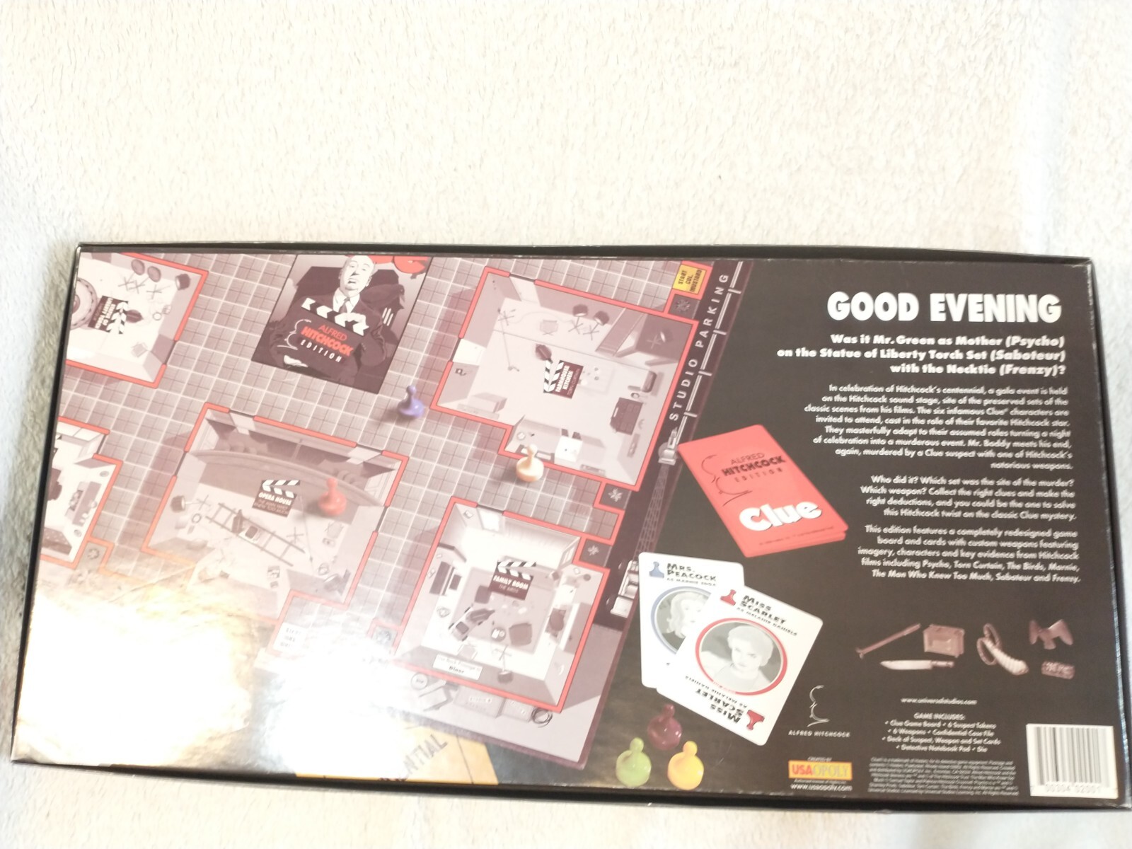 Clue Game Alfred Hitchcock Edition USAOPOLY 1999 USAoploy 100% Complete A21