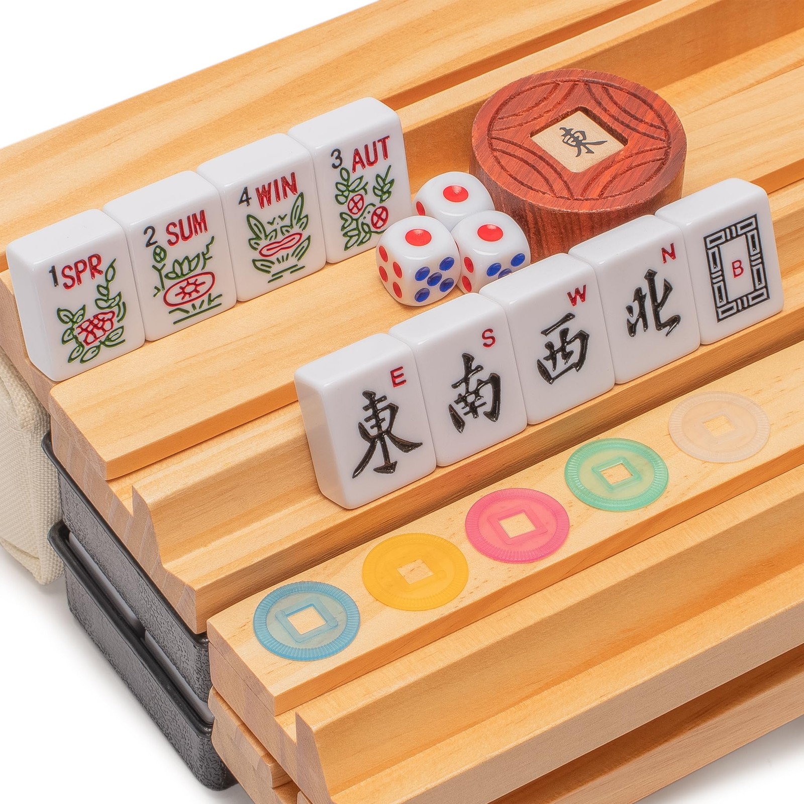 Yellow Mountain Imports American Mahjong Set, Harbor Snow with Beige and Blue…