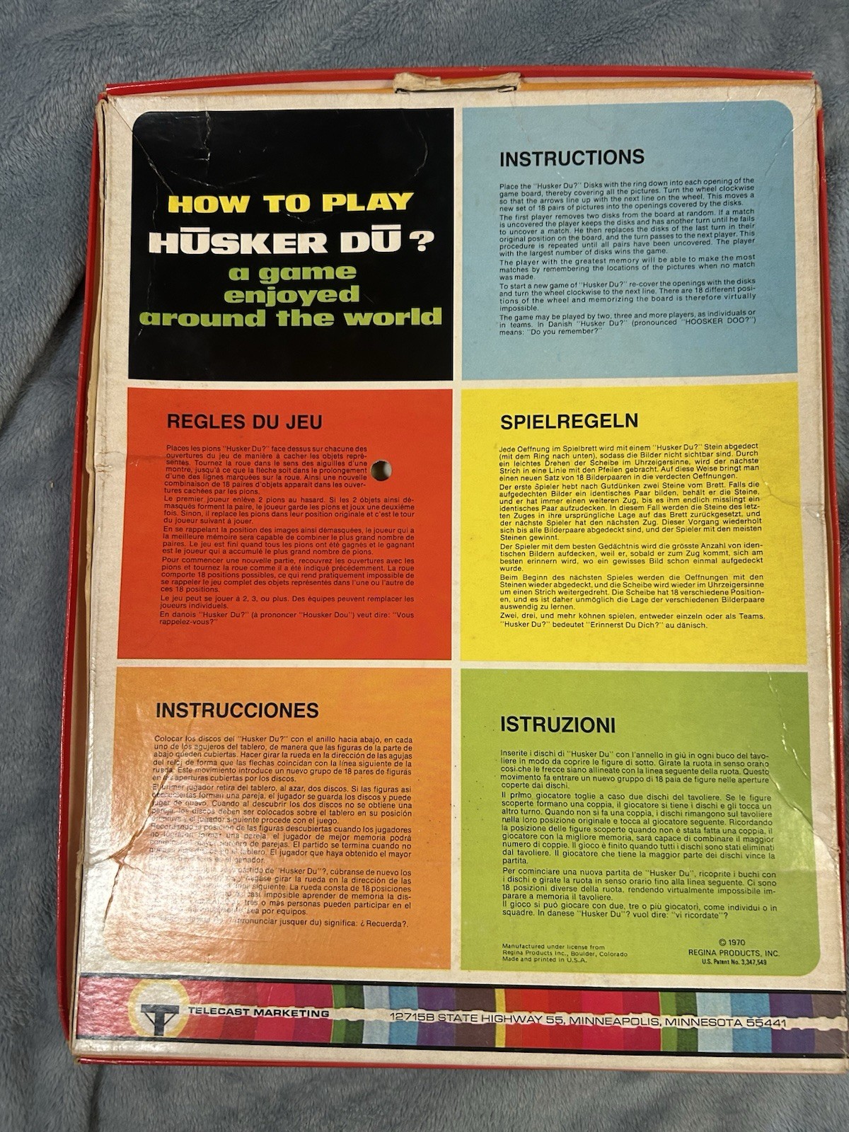 Vintage 1970 Husker Du? Regina Memory Matching Board Game