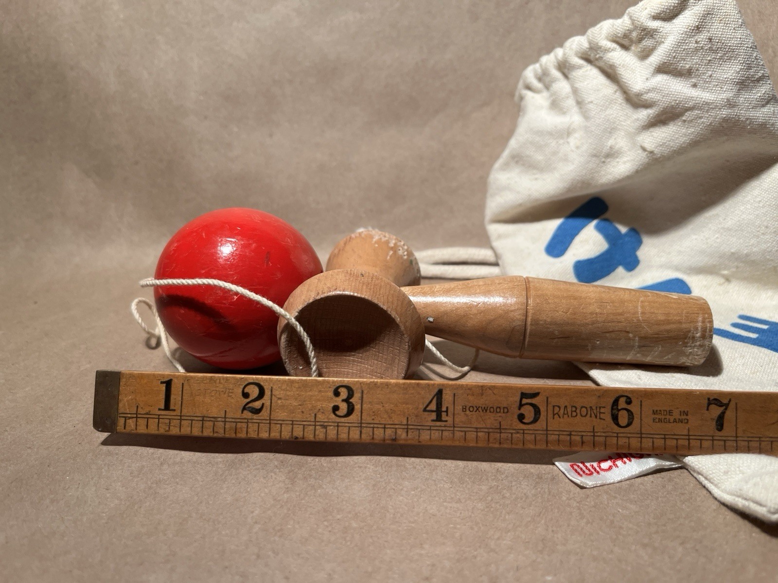 Kendama Ball & Cup Game Toy Wooden Toss Catch Eye Hand Coordination (some wear)