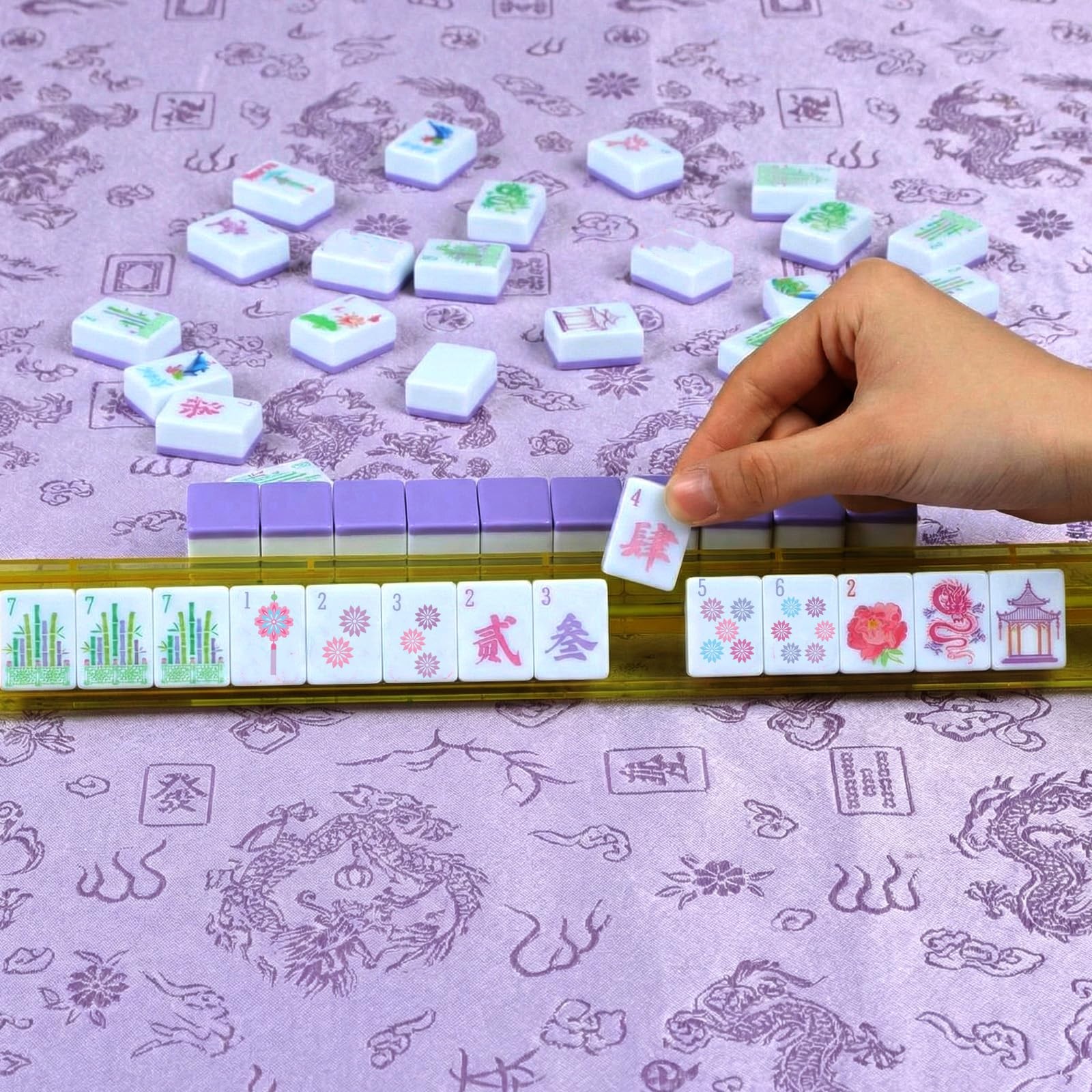 Arrowbash 160 Pcs Floral American Mahjong Set 1.2 Inch Flower Mahjong Tiles S…